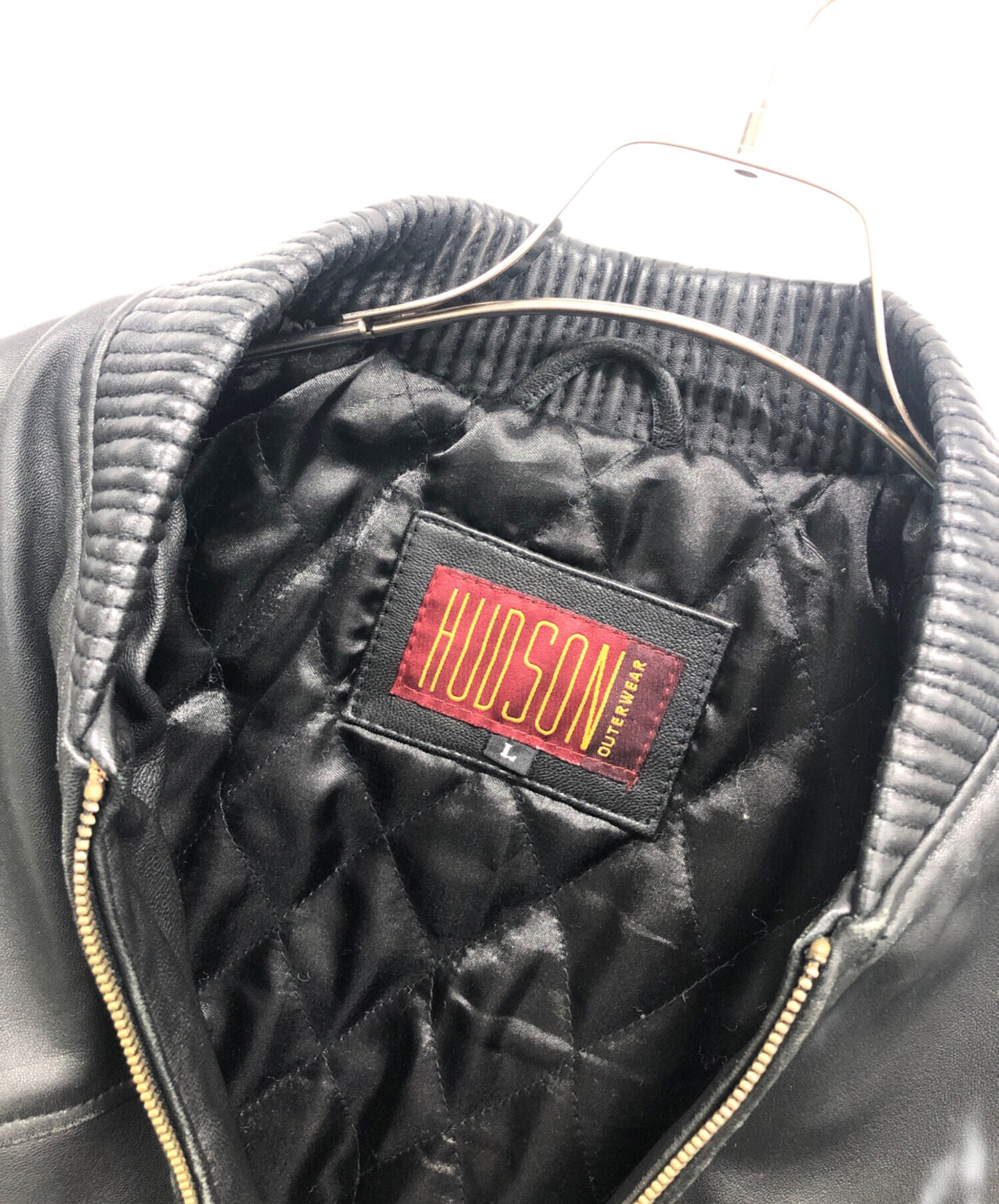 中古・古着通販】HUDSON (ハドソン) レザーブルゾン ブラック サイズ:L 