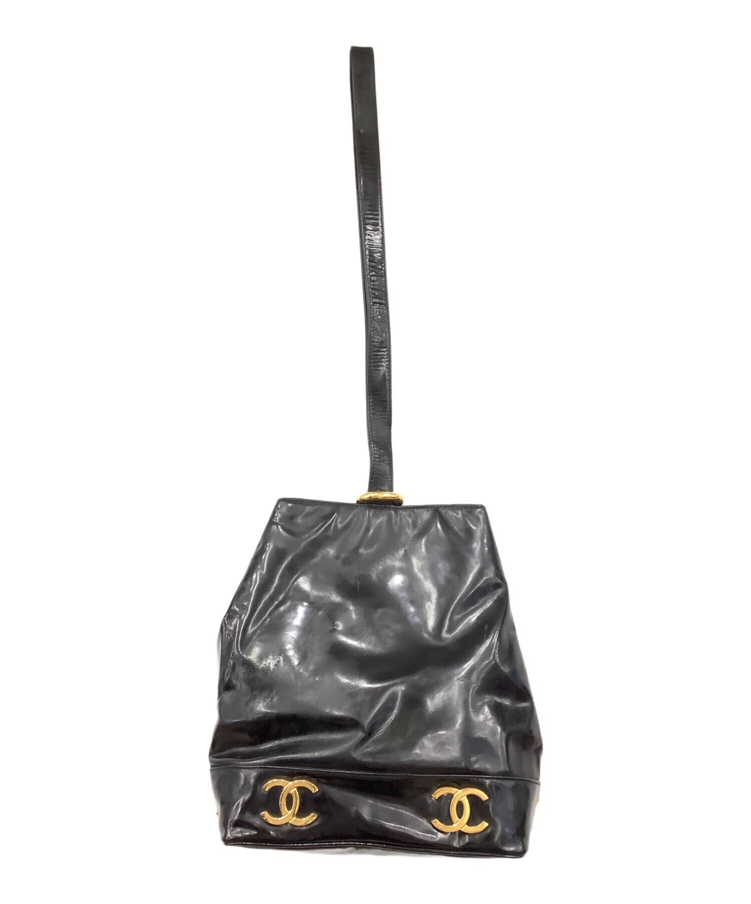 中古・古着通販】CHANEL (シャネル) 巾着ショルダーバッグ ブラック 