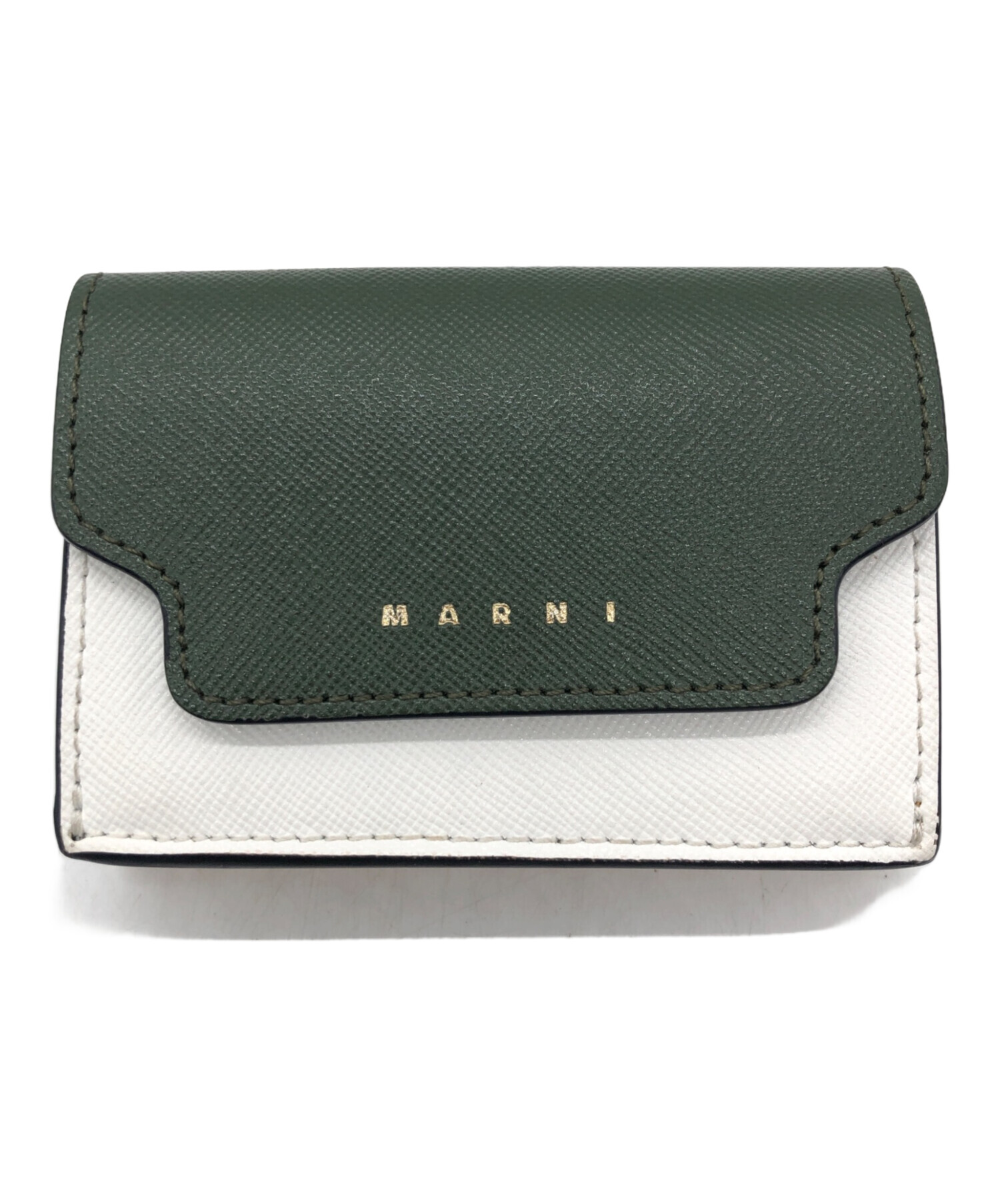 中古・古着通販】MARNI (マルニ) 三つ折りミニ財布 グリーン×ホワイト 