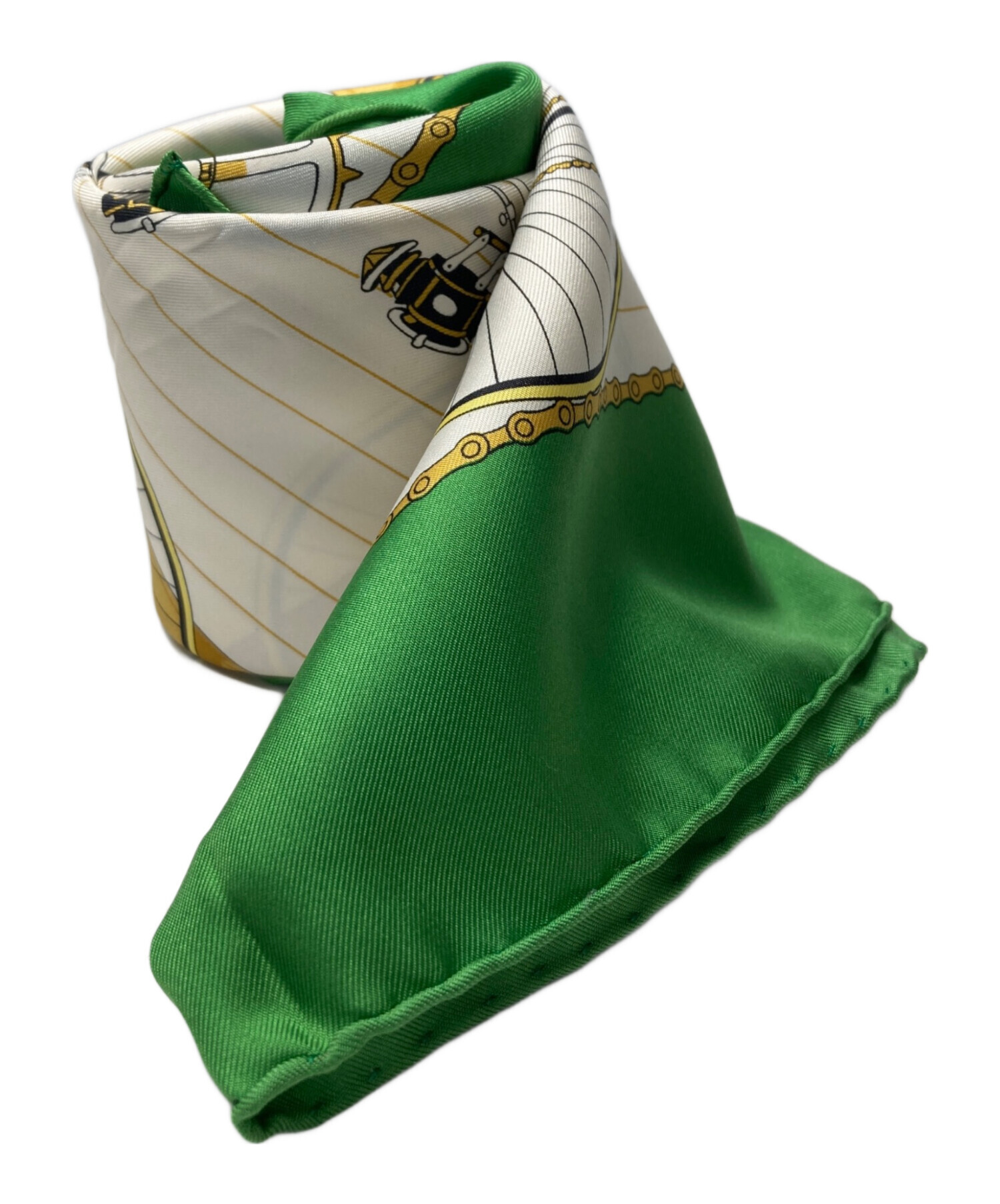 中古・古着通販】HERMES (エルメス) シルクスカーフ グリーン 中古・古着通販】HERMES (エルメス) シルクスカーフ グリーン