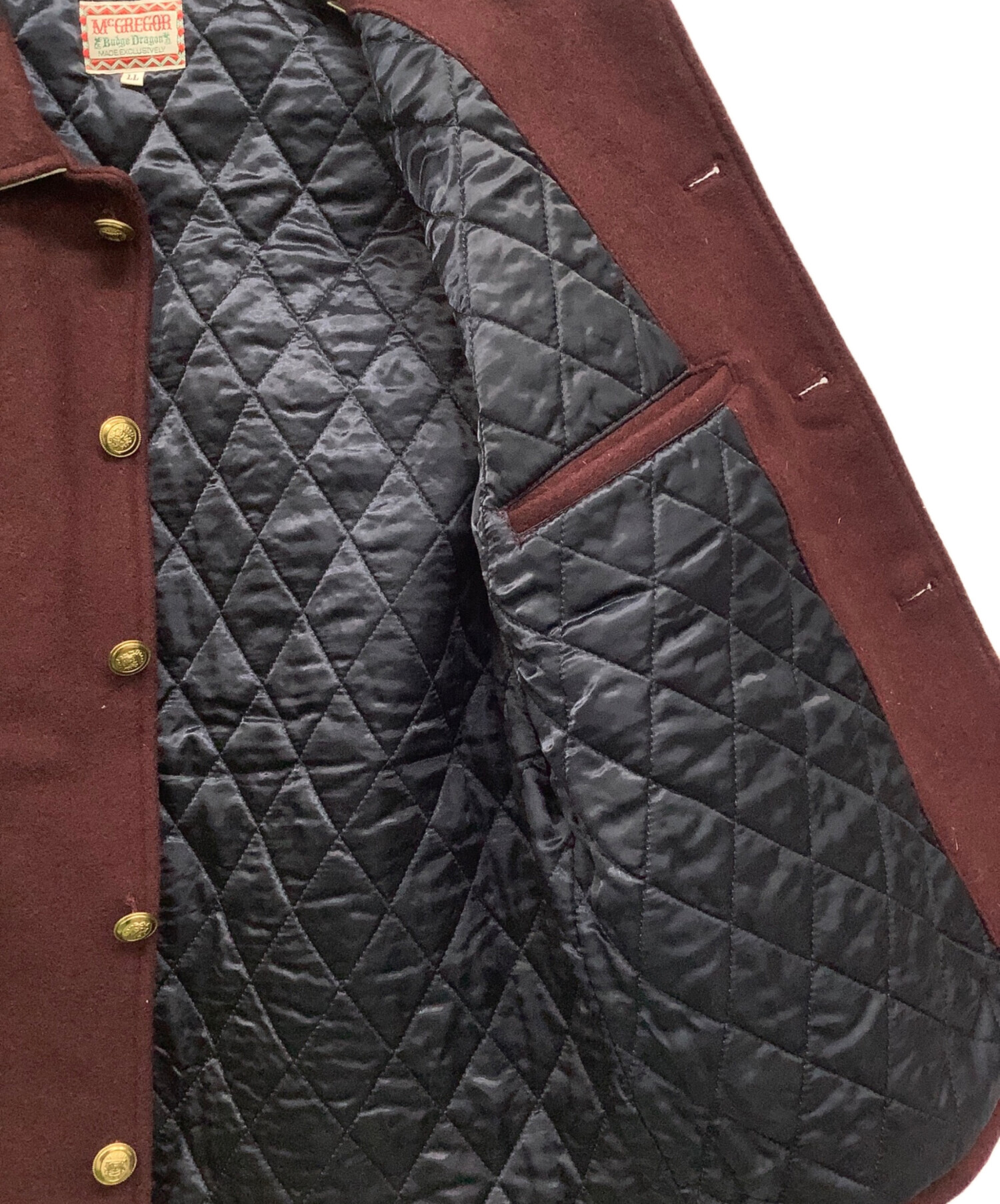 エフマックレガー　バーガンディ スタジャン レザー Lサイズ 中古・古着通販】McGREGOR (マクレガー) メルトンスタジャン バー