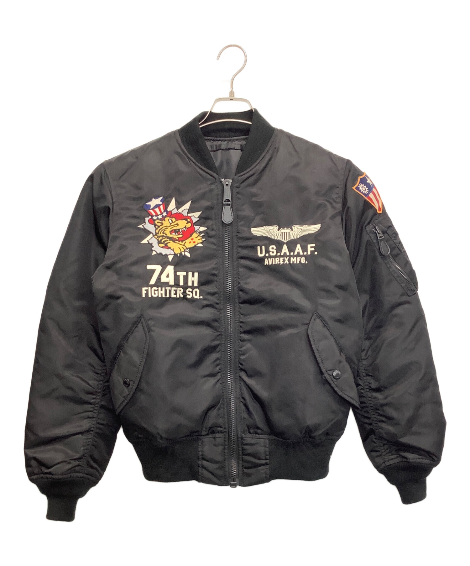 美品 アヴィレックス AVIREX ムートン ファー ブラック ブルゾン AVIREX(アヴィレックス) ムートン・ファーコート(レディース