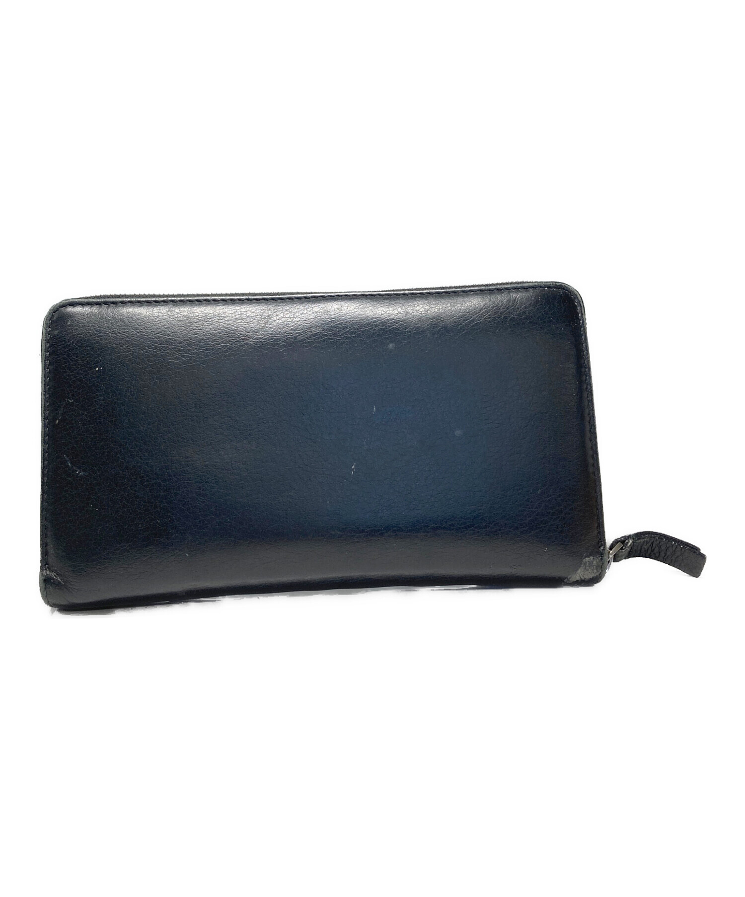 未使用　BALENCIAGA バレンシアガ レザーラウンドジップ長財布　紺 BALENCIAGA - 良品 BALENCIAGA バレンシアガ レザー ラウンド