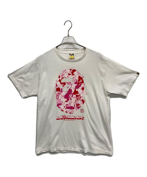 希少　手刷り　エイプ　グラフィックTシャツ ホワイト/レッド A BATHING APE ア ベイシング エイプ 限定 手刷り フェイス Tシャツ S