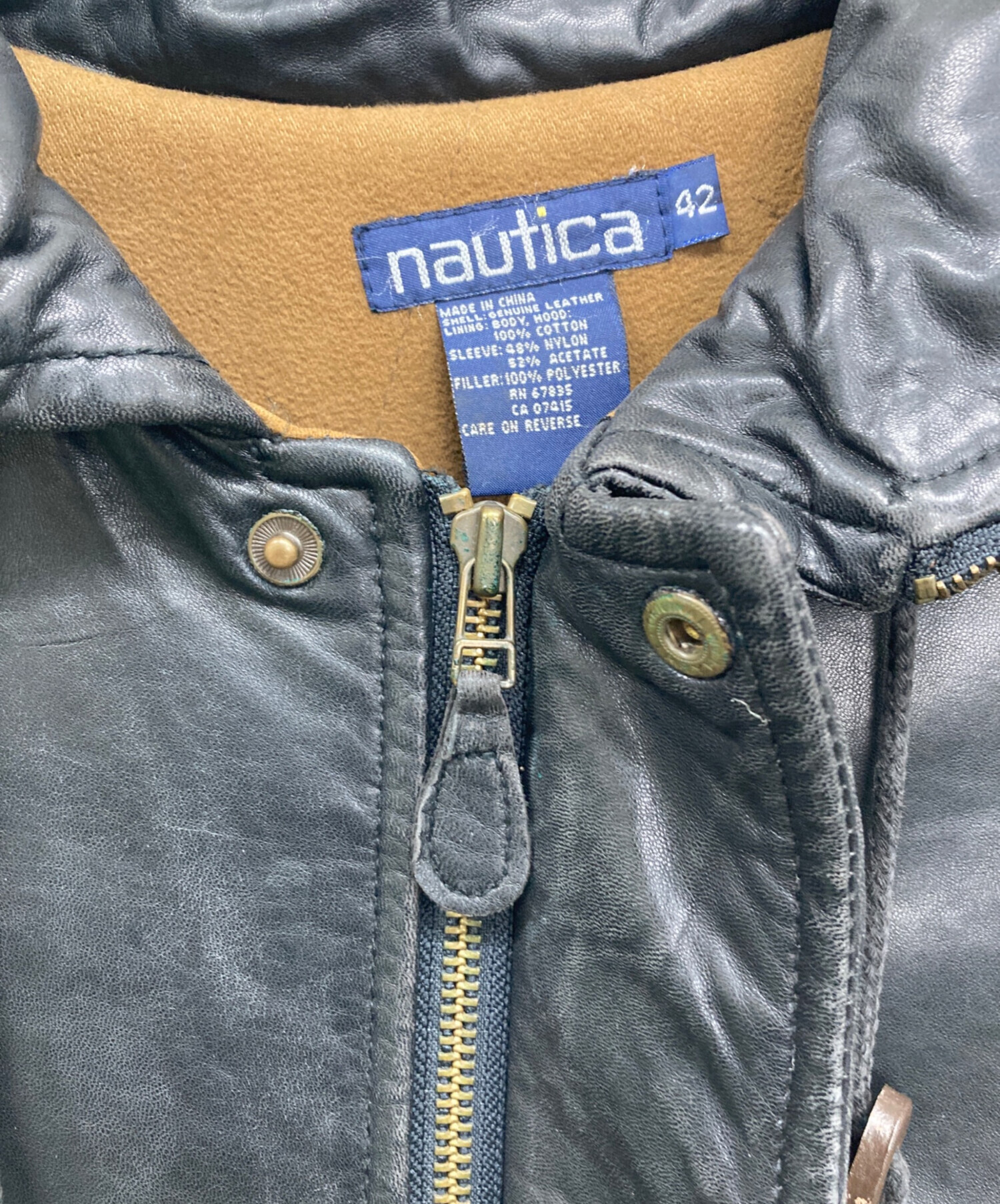中古・古着通販】NAUTICA (ノーティカ) レザージャケット ブラック