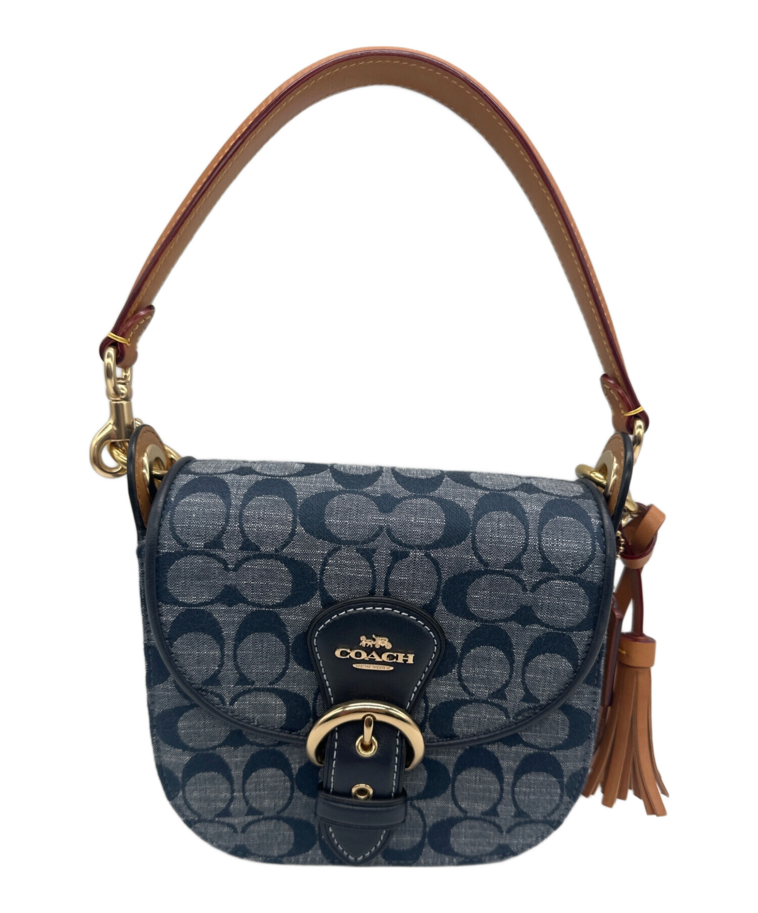 中古・古着通販】COACH (コーチ) ショルダーバッグ ネイビー×ブラウン