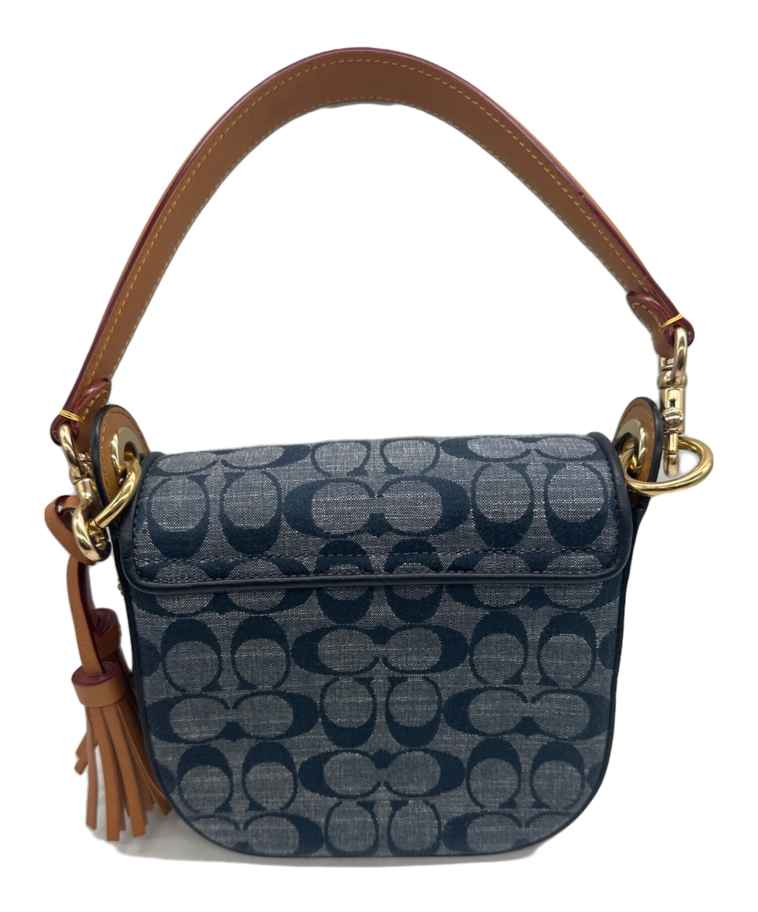 中古・古着通販】COACH (コーチ) ショルダーバッグ ネイビー×ブラウン 