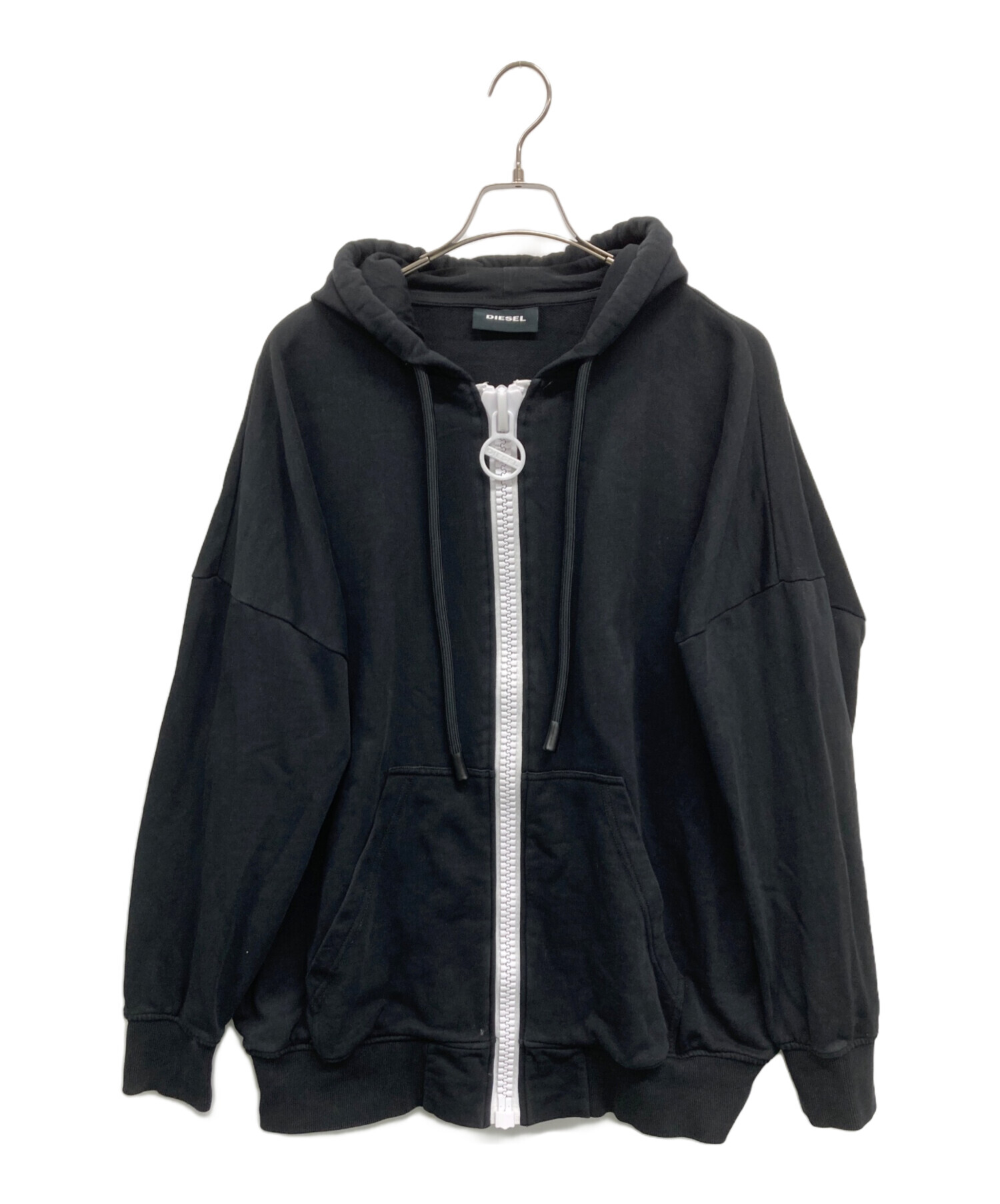 DIESELブラックパーカー 中古・古着通販】DIESEL (ディーゼル) ジップパーカー ブラック サイズ