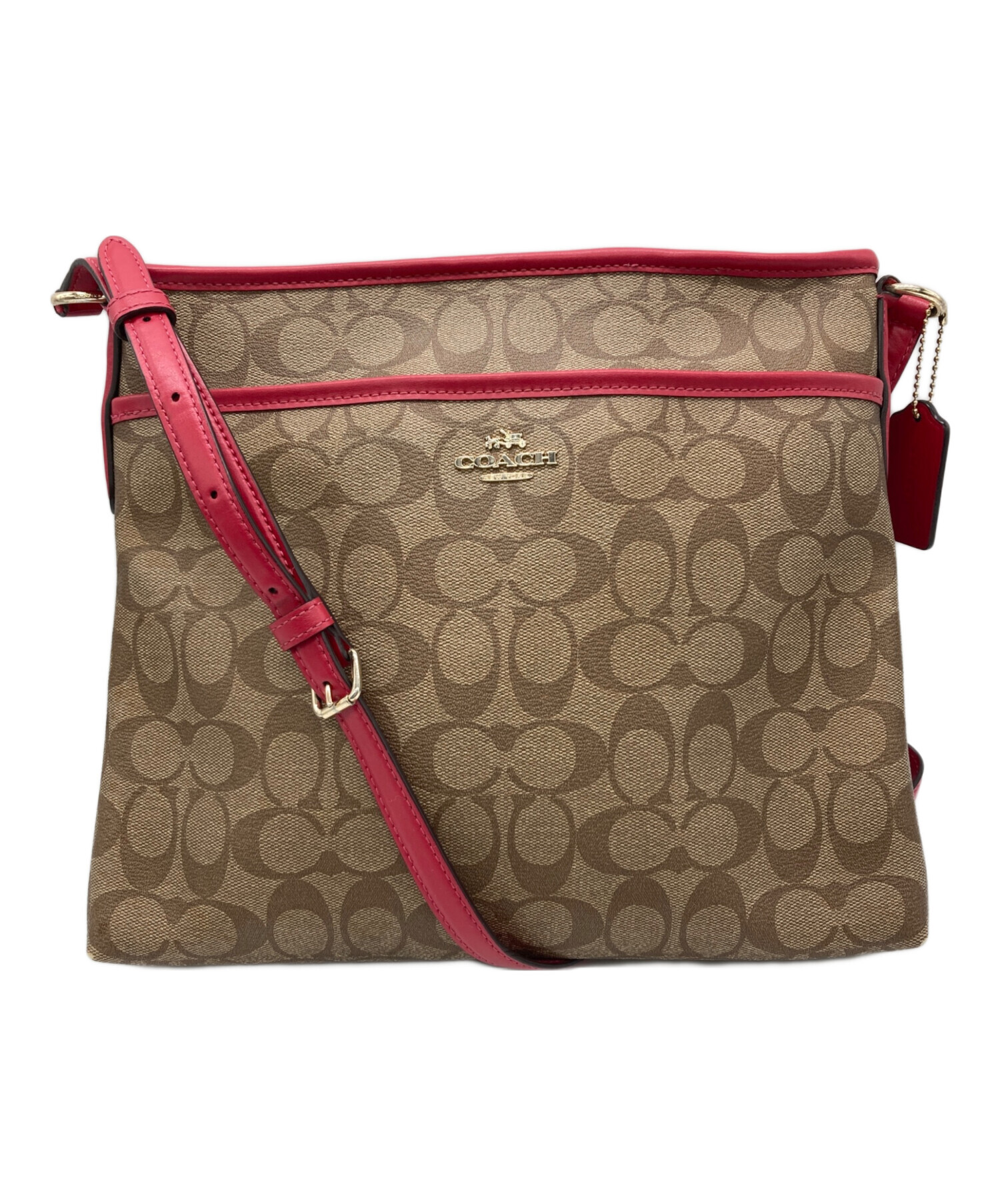中古・古着通販】COACH (コーチ) ショルダーバッグ ブラウン×ピンク 