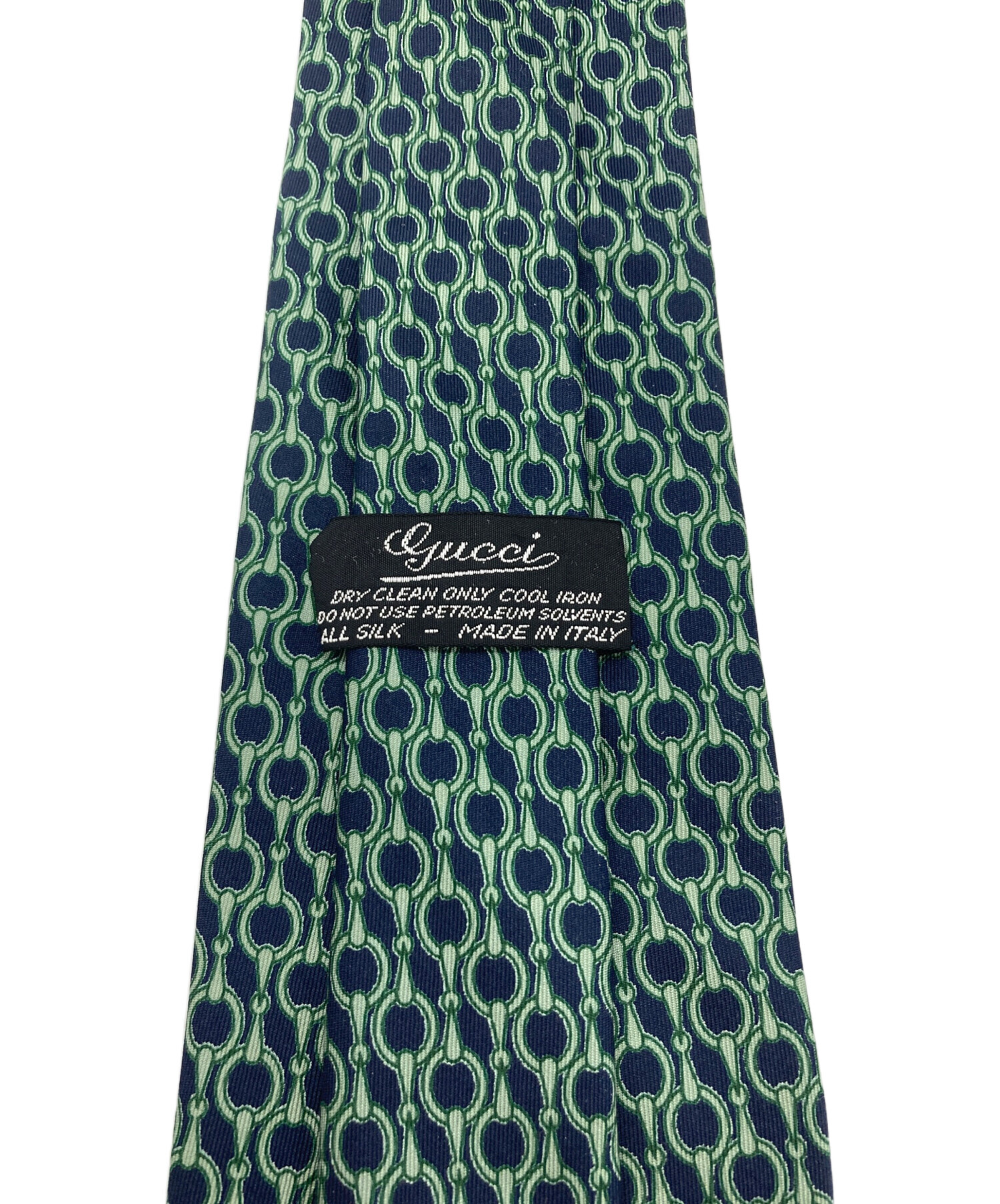 GUCCI ネクタイ グリーン 深緑 オールドグッチ 馬蹄柄 中古・古着通販】GUCCI (グッチ) ネクタイ グリーン×ネイビー サイズ