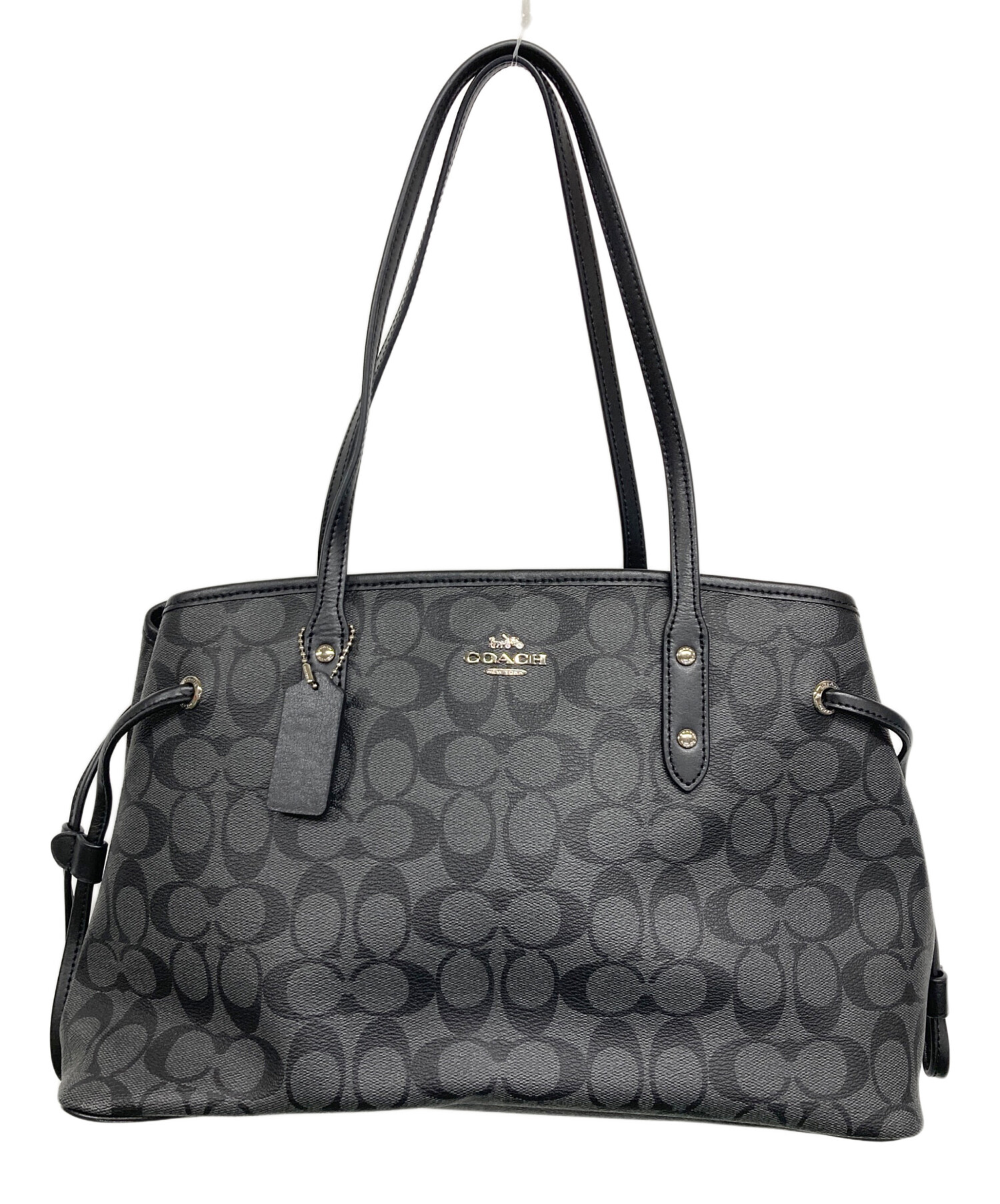 中古・古着通販】COACH (コーチ) トートバッグ F57842 ブラック×グレー 