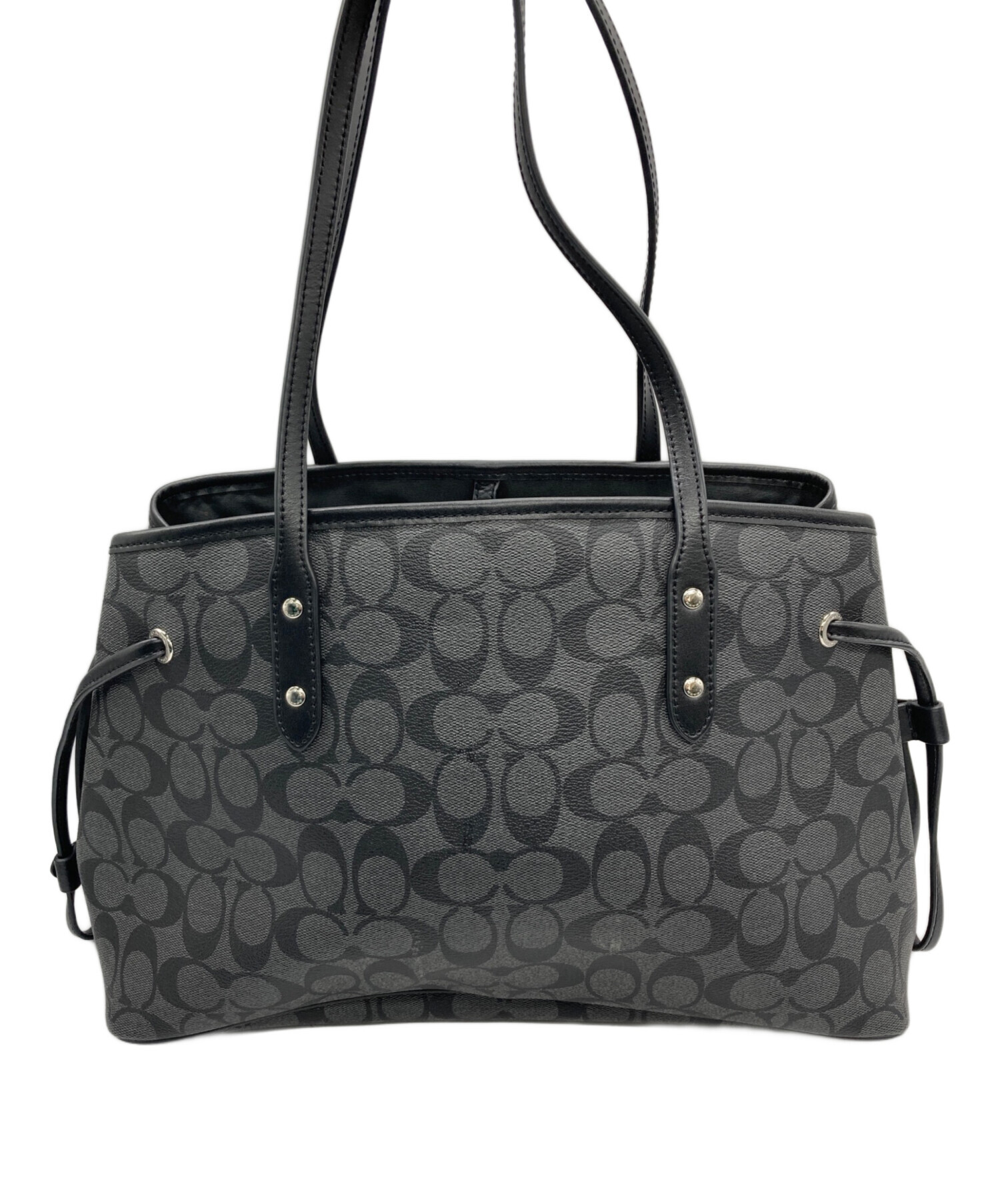 中古・古着通販】COACH (コーチ) トートバッグ F57842 ブラック×グレー