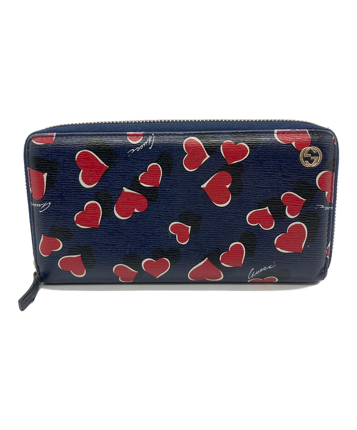 中古・古着通販】GUCCI (グッチ) 長財布 ネイビー×レッド×ブラック
