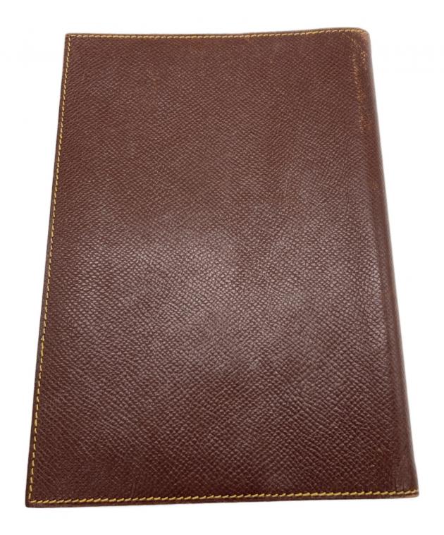 HERMES エルメス ブックカバー セリエ ブラウン系カラー レザー 茶色 中古・古着通販】HERMES (エルメス) ブックカバー イエロー×ブラウン