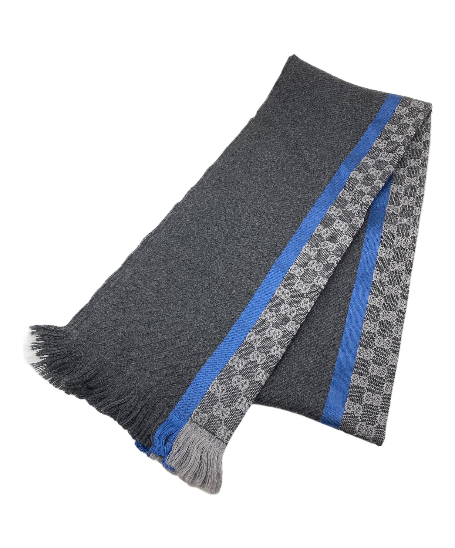 中古・古着通販】GUCCI (グッチ) マフラー ブラック×ブルー｜ブランド