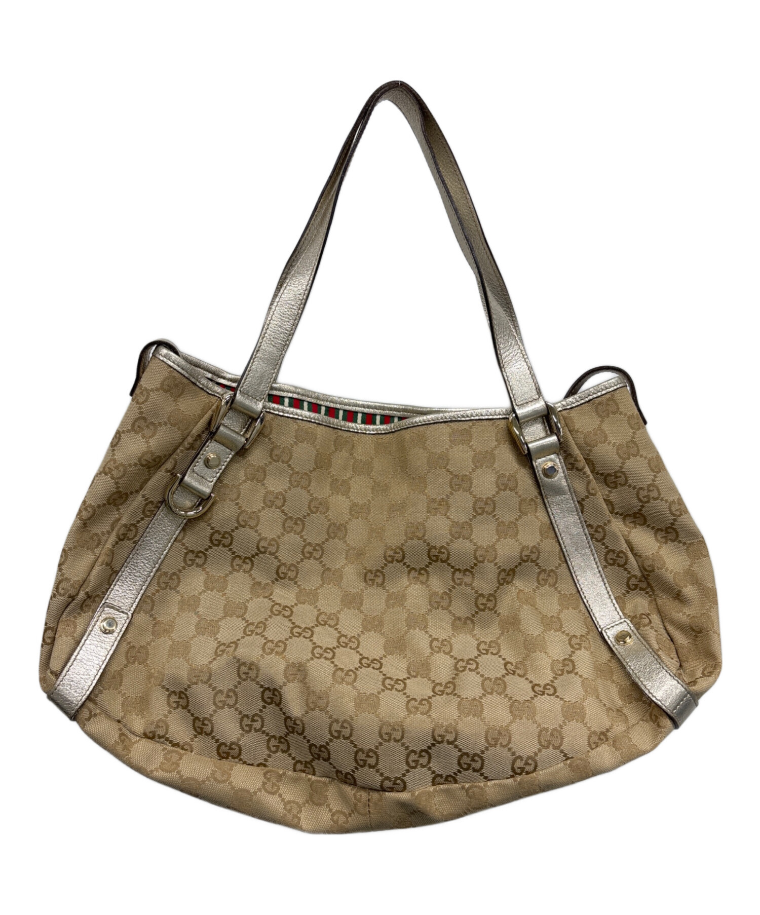 GUCCI GGキャンバスハンドバッグ 中古・古着通販】GUCCI (グッチ) GGキャンバスハンドバッグ ベージュ