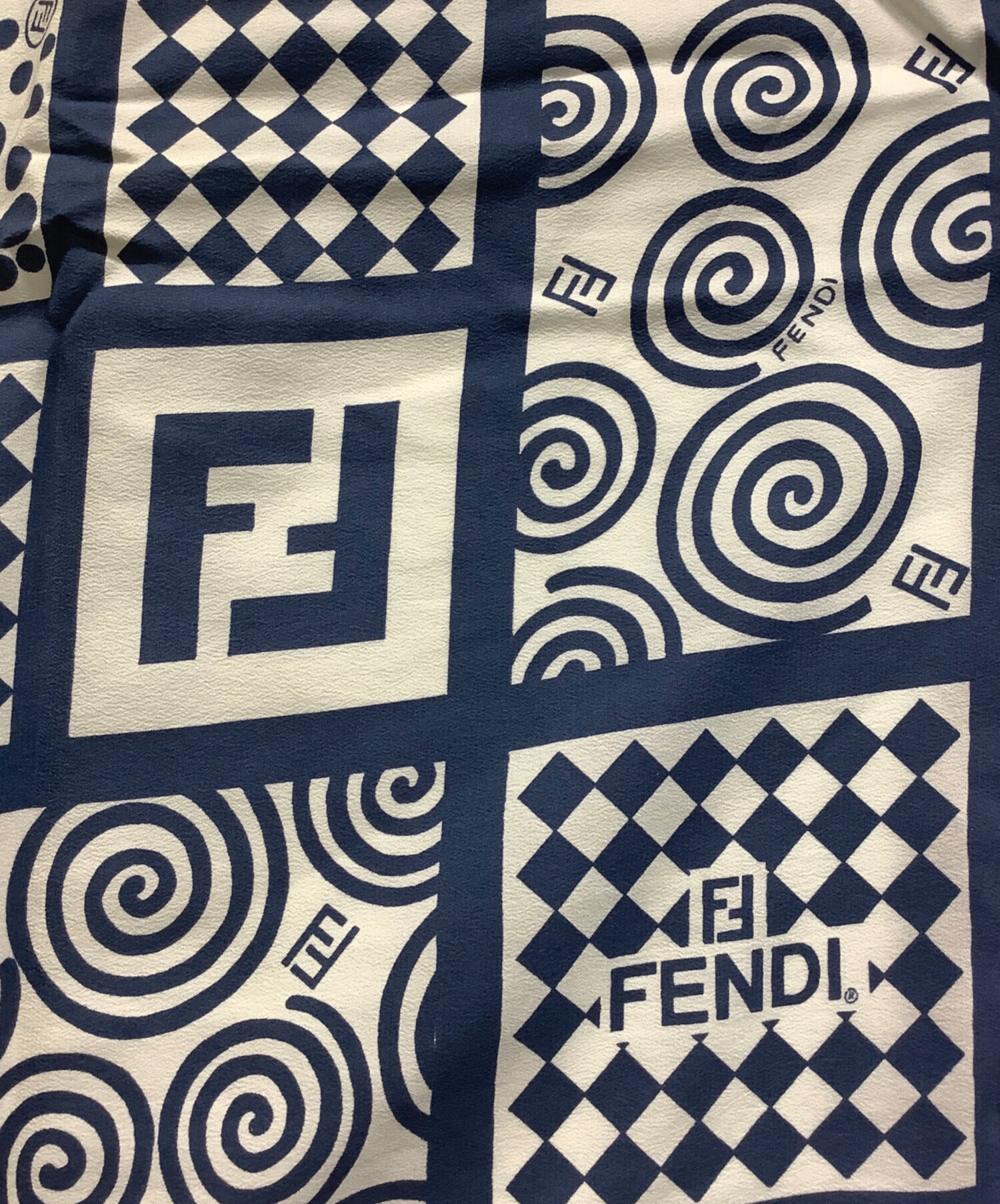 中古・古着通販】FENDI (フェンディ) スカーフ ネイビー×レッド