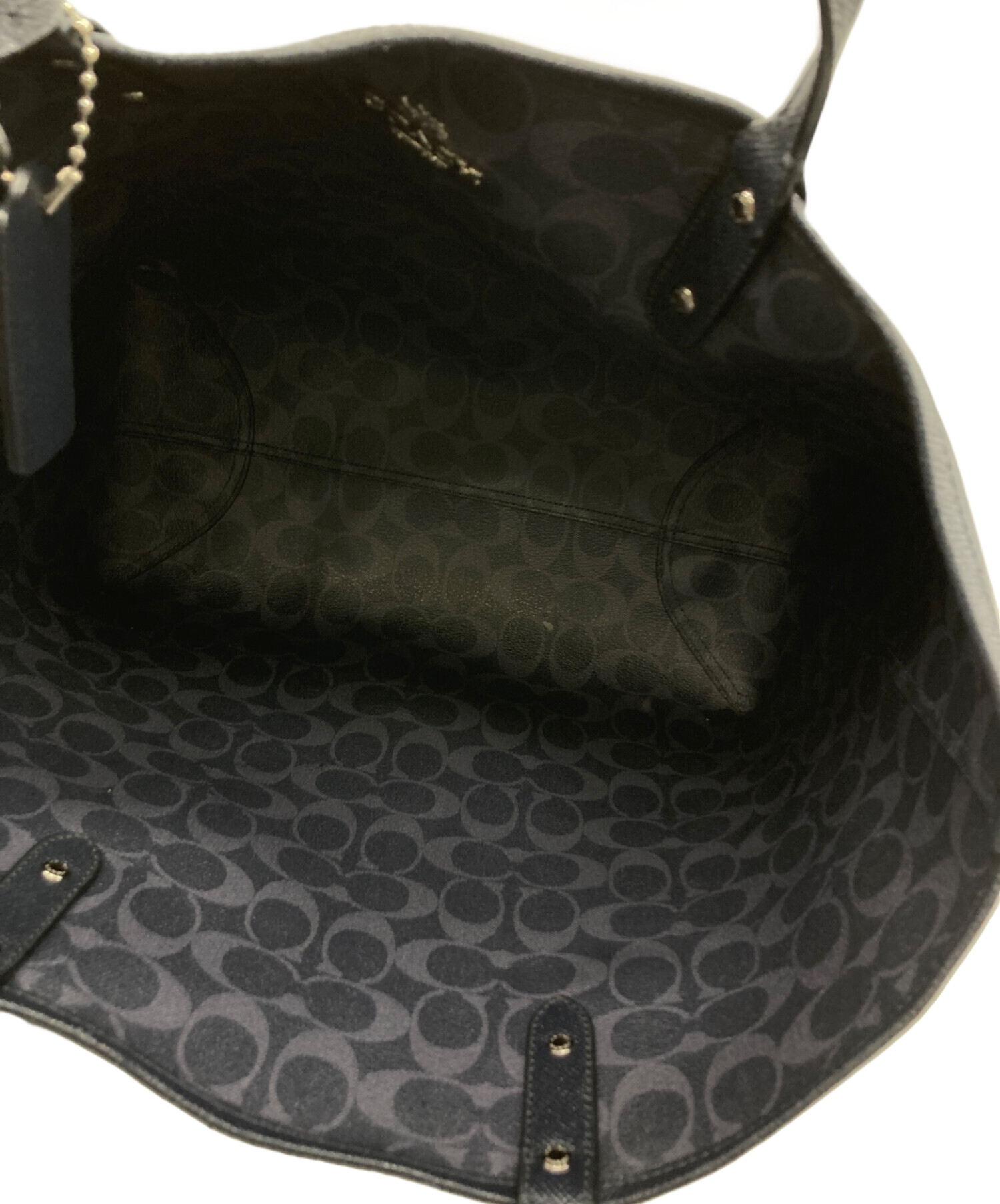 中古・古着通販】COACH (コーチ) リバーシブルトートバッグ ネイビー