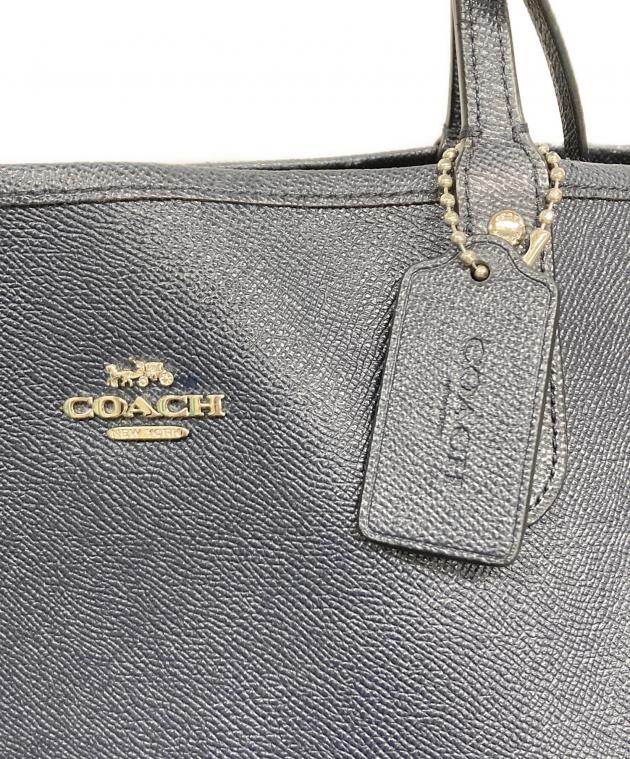 【今月まで】COACH コーチ リバーシブル ネイビー & ホワイトトートバッグ 中古・古着通販】COACH (コーチ) リバーシブルトートバッグ ネイビー