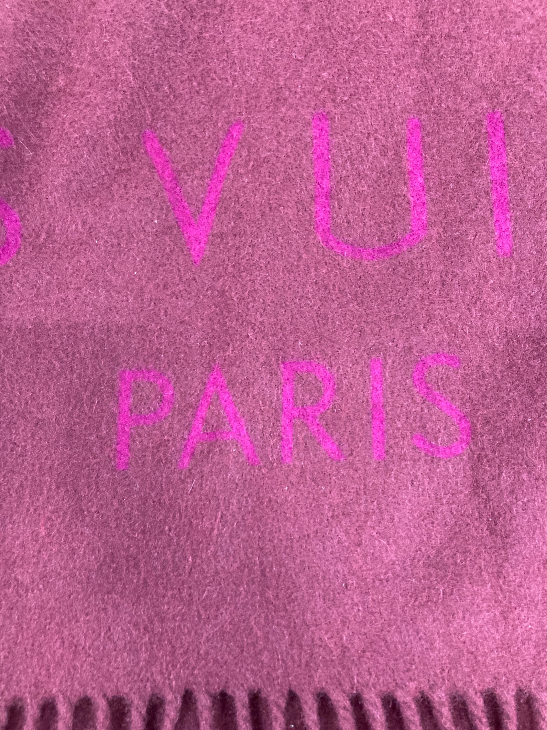 LOUIS VUITTON カシミヤマフラー レッド ボルドー 中古・古着通販】LOUIS VUITTON (ルイ ヴィトン) カシミヤマフラー