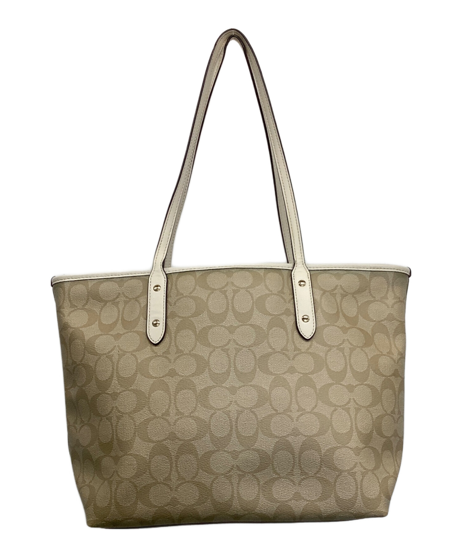 中古・古着通販】COACH (コーチ) ハンドバッグ ベージュ×アイボリー 