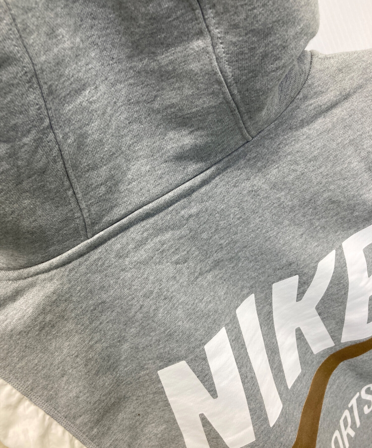 未使用ナイキパーカー 中古・古着通販】NIKE (ナイキ) プルオーバーパーカー グレー×ホワイト