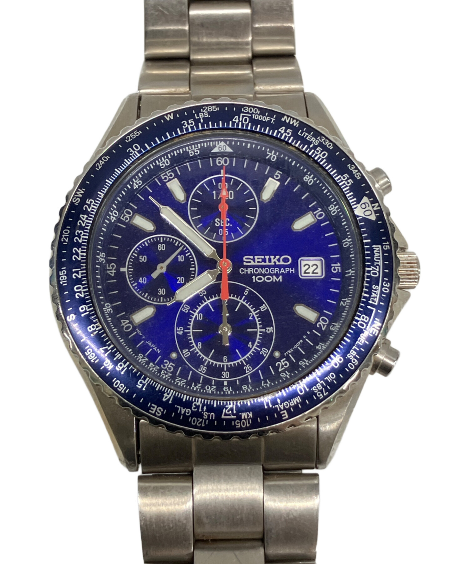 SEIKO クロノグラフ　腕時計　ジャンク品 中古・古着通販】SEIKO (セイコー) クロノグラフ ブルー｜ブランド