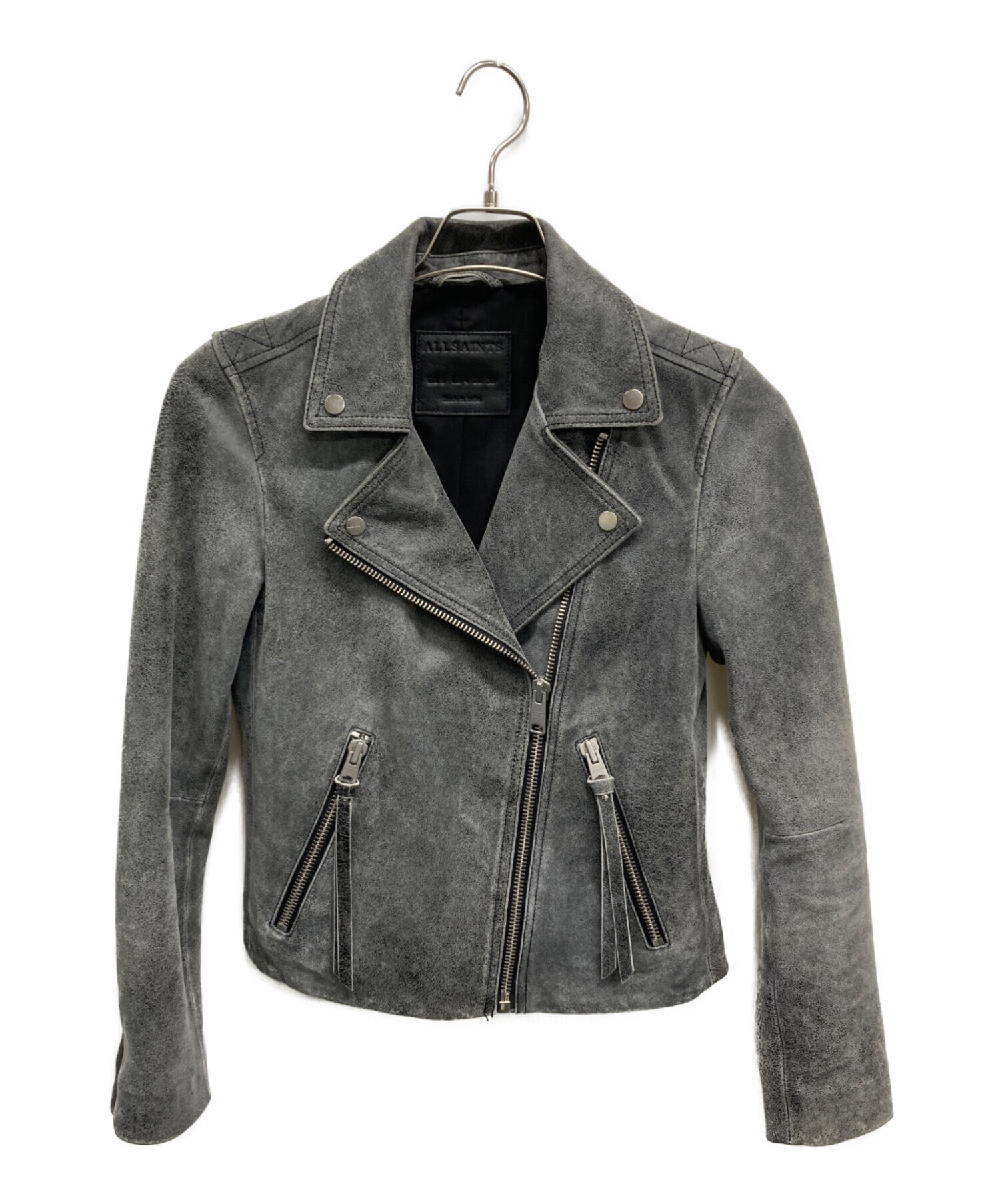 ALLSAINTS グレー シングルライダースジャケット S 中古・古着通販】ALL SAINTS (オールセインツ) レザージャケット