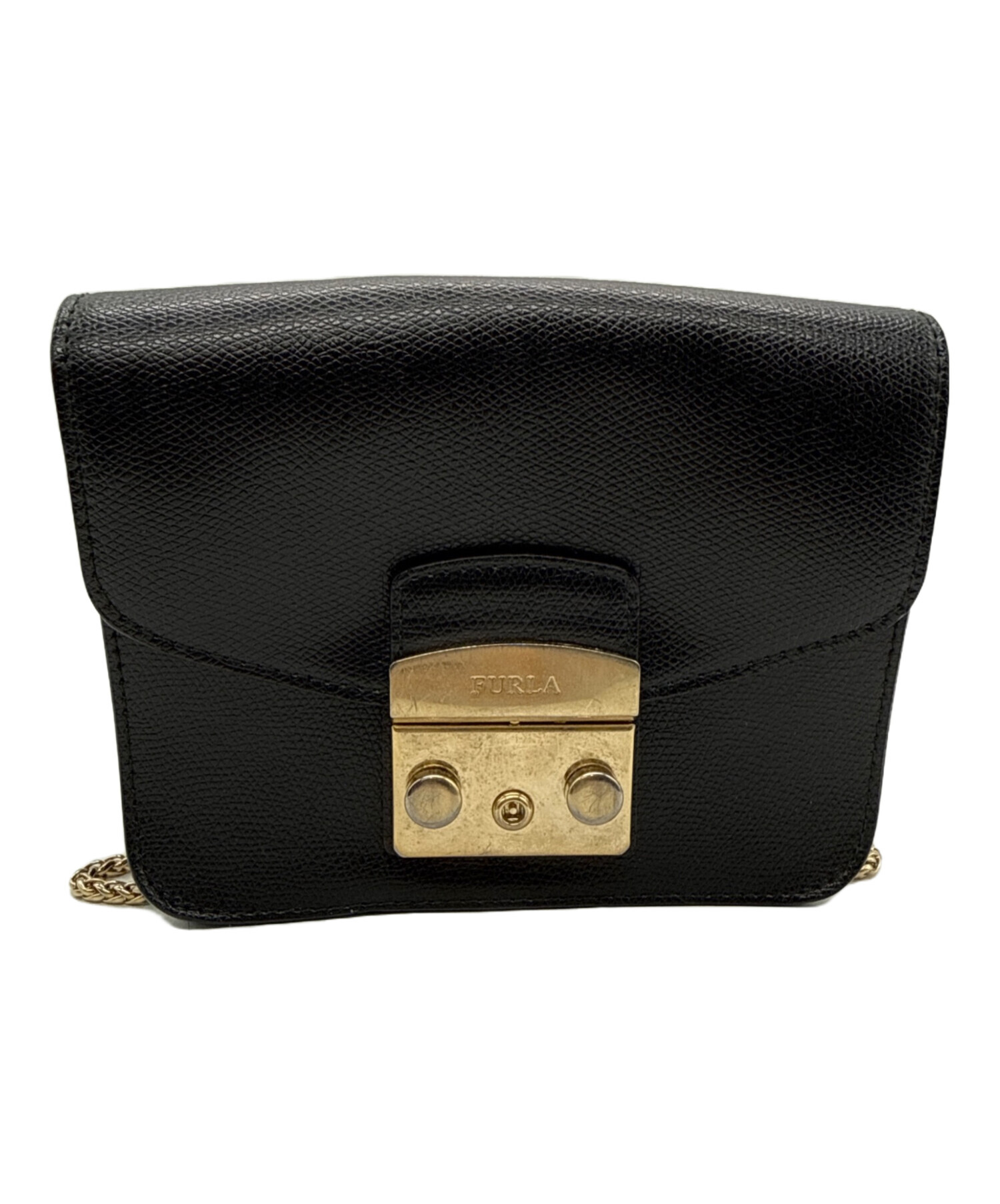 【未使用】FURLA ショルダーバッグ　ブラック 中古・古着通販】FURLA (フルラ) ショルダーバッグ ブラック｜ブランド