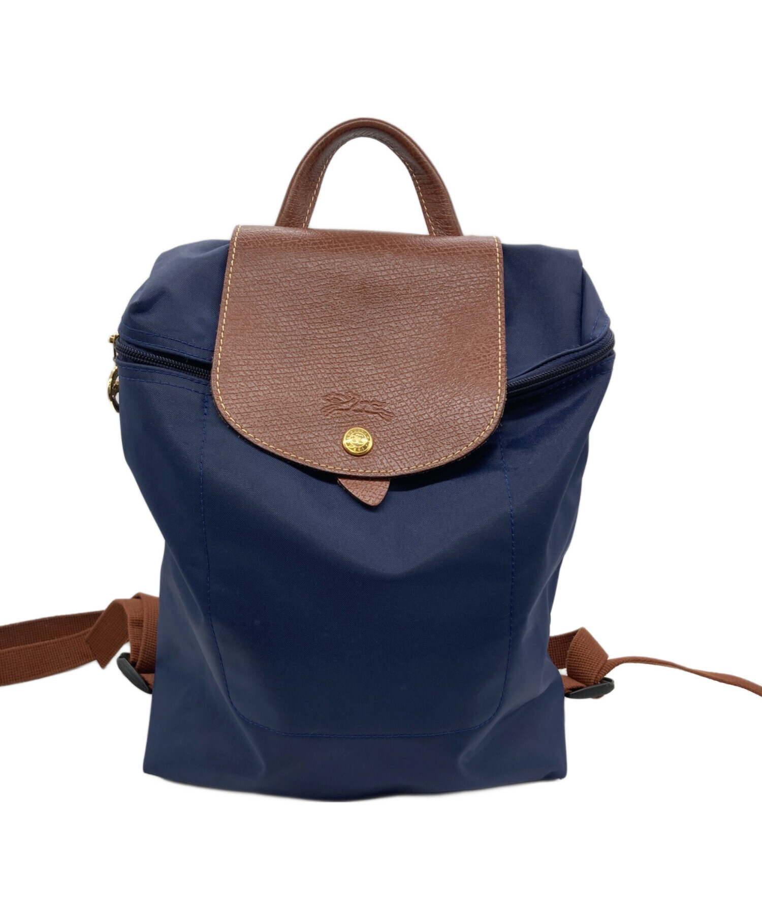 中古・古着通販】LONGCHAMP (ロンシャン) リュック ネイビー×ブラウン 