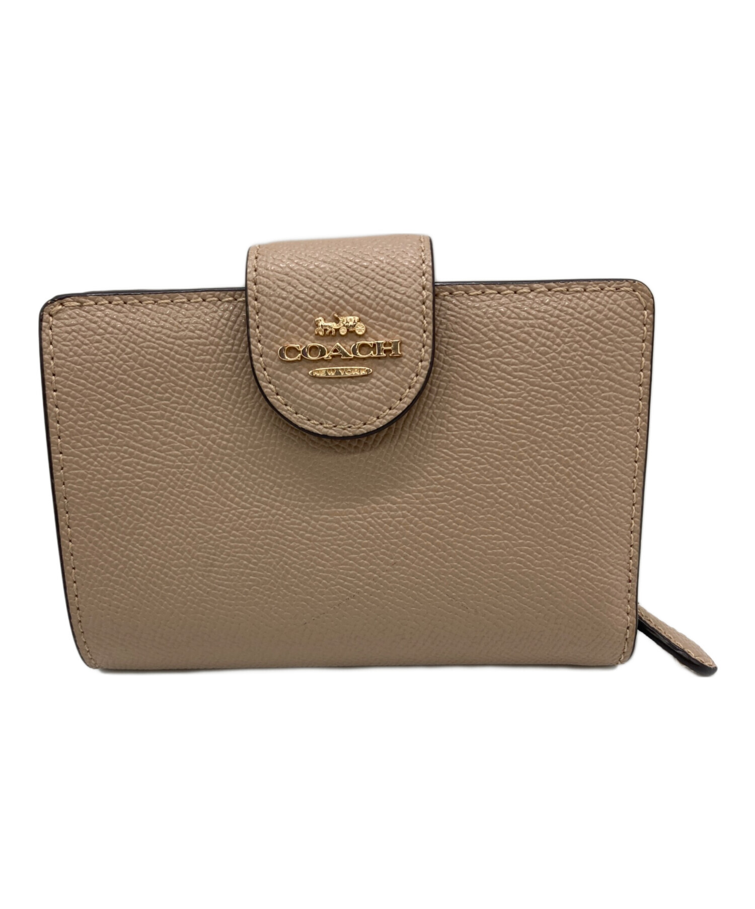 新品未使用　COACH 二つ折り財布 ベージュ 中古・古着通販】COACH (コーチ) 2つ折り財布 ベージュ｜ブランド