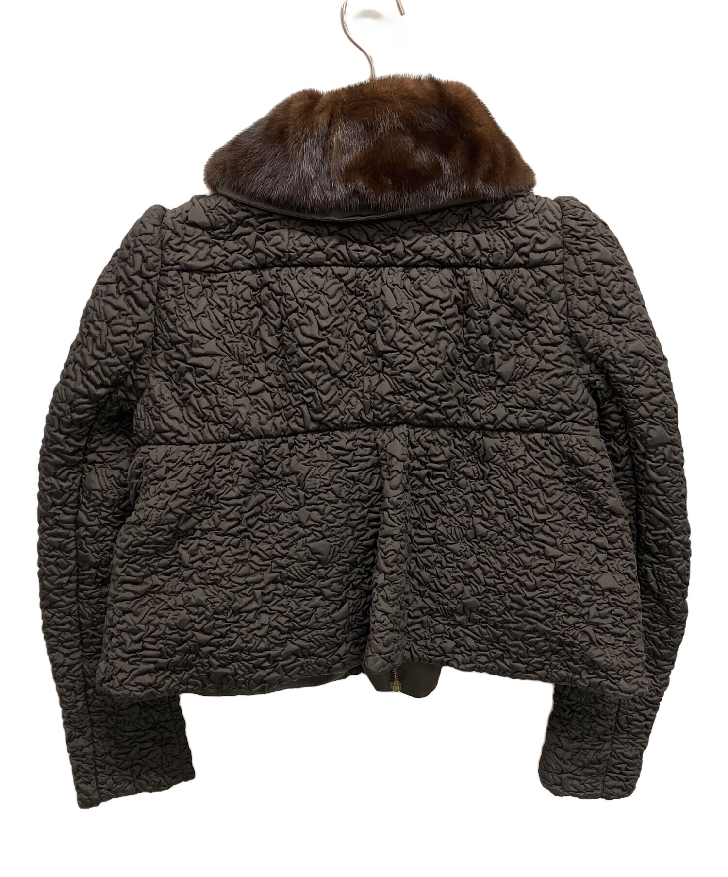 中古・古着通販】PRADA (プラダ) ミンクファーカラージャケット グレー