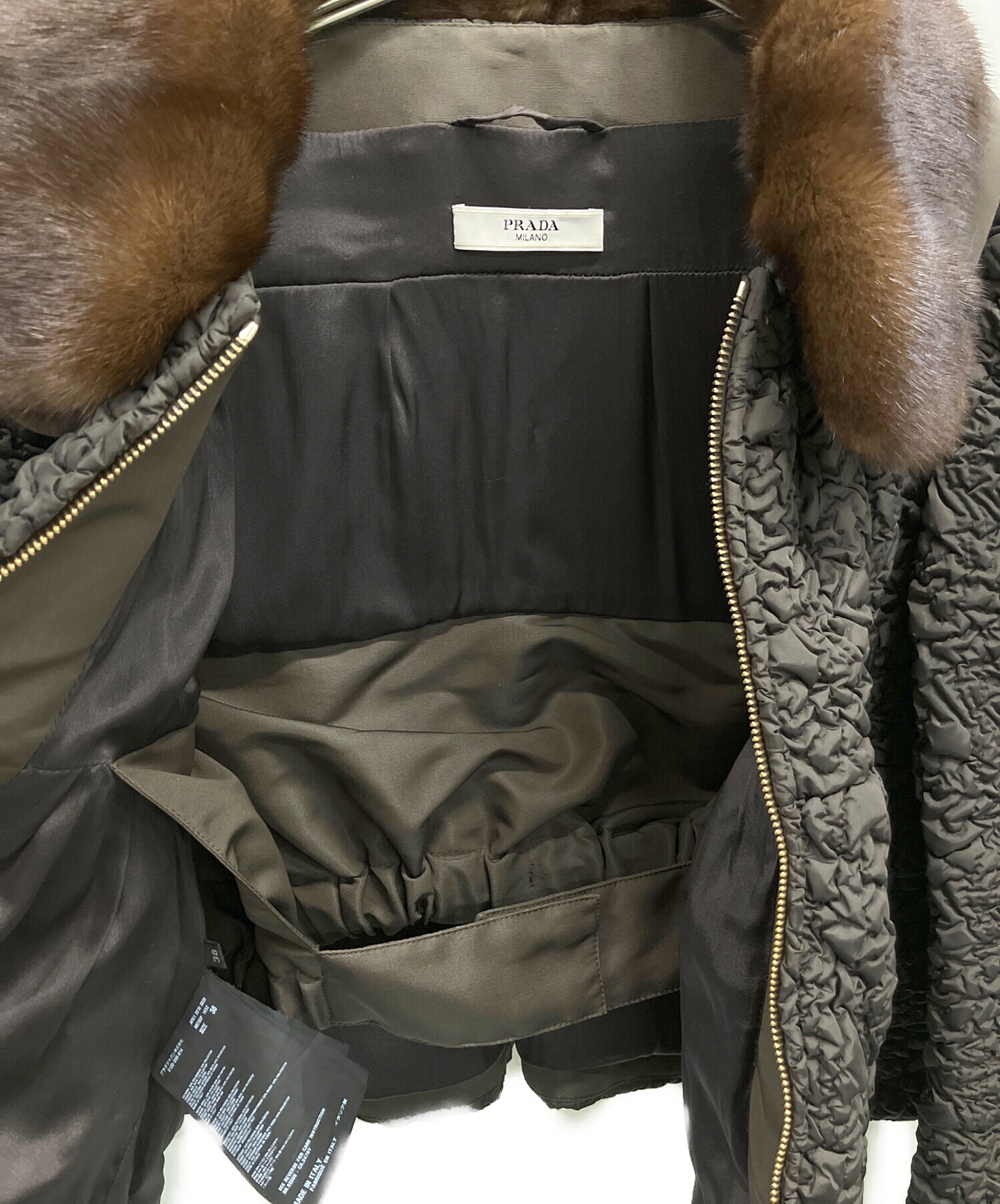 中古・古着通販】PRADA (プラダ) ミンクファーカラージャケット グレー
