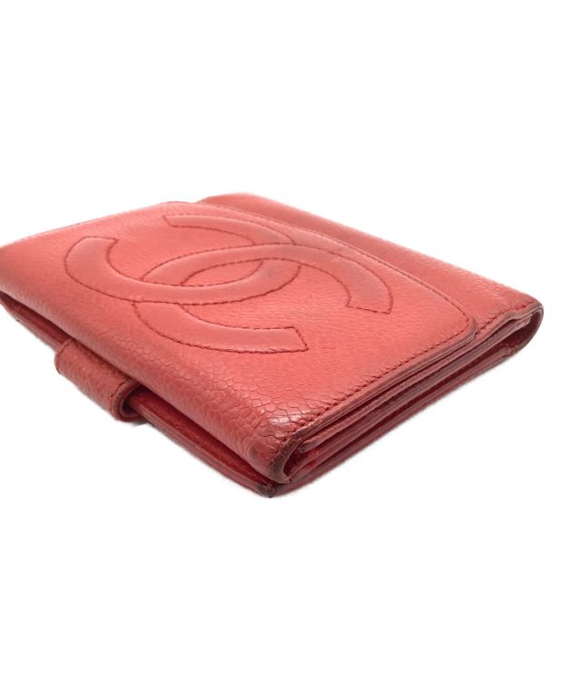 中古・古着通販】CHANEL (シャネル) 2つ折り財布 レッド｜ブランド
