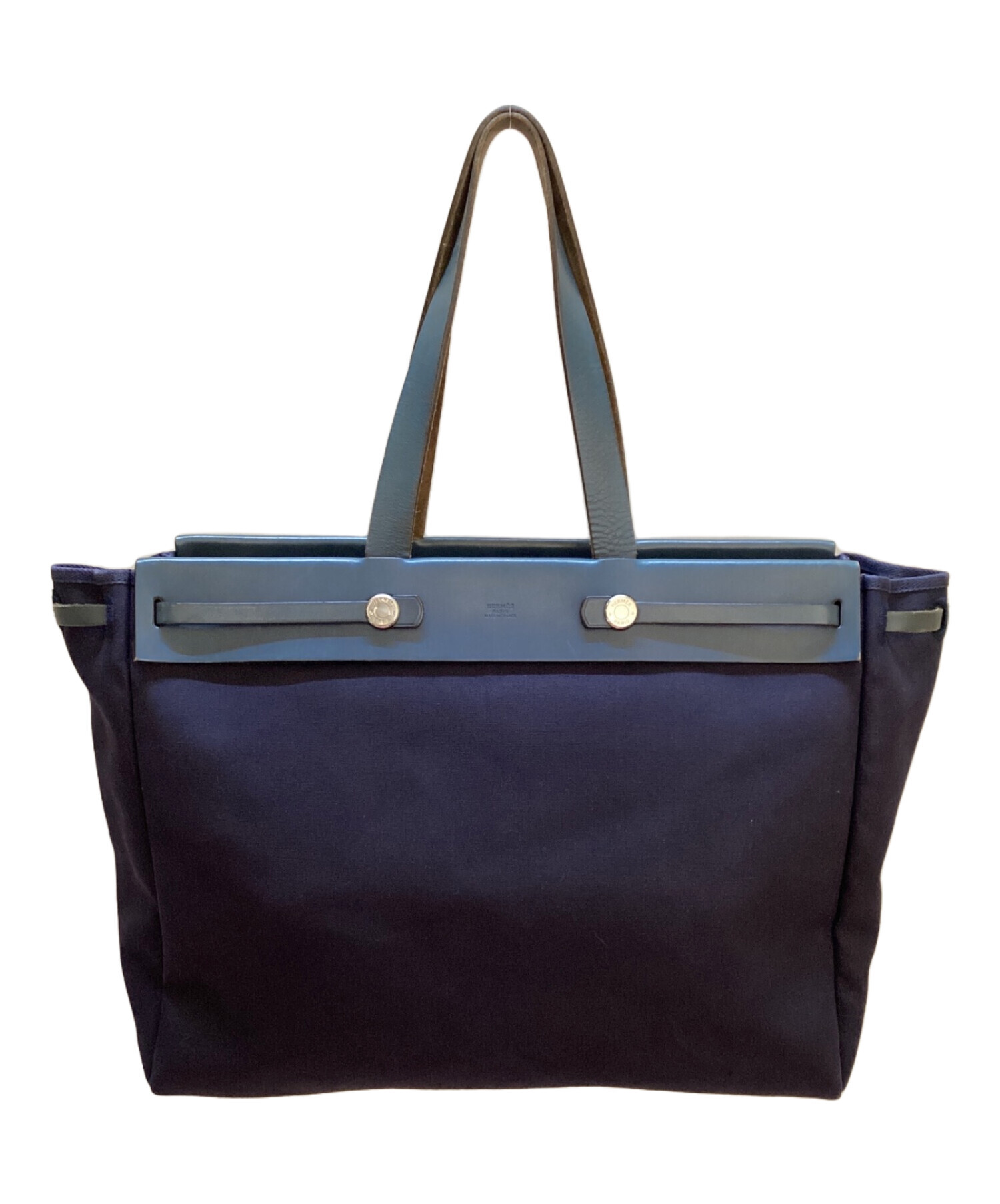 HERMES ネイビー トートバッグ HERMES ネイビーレザートートバッグ