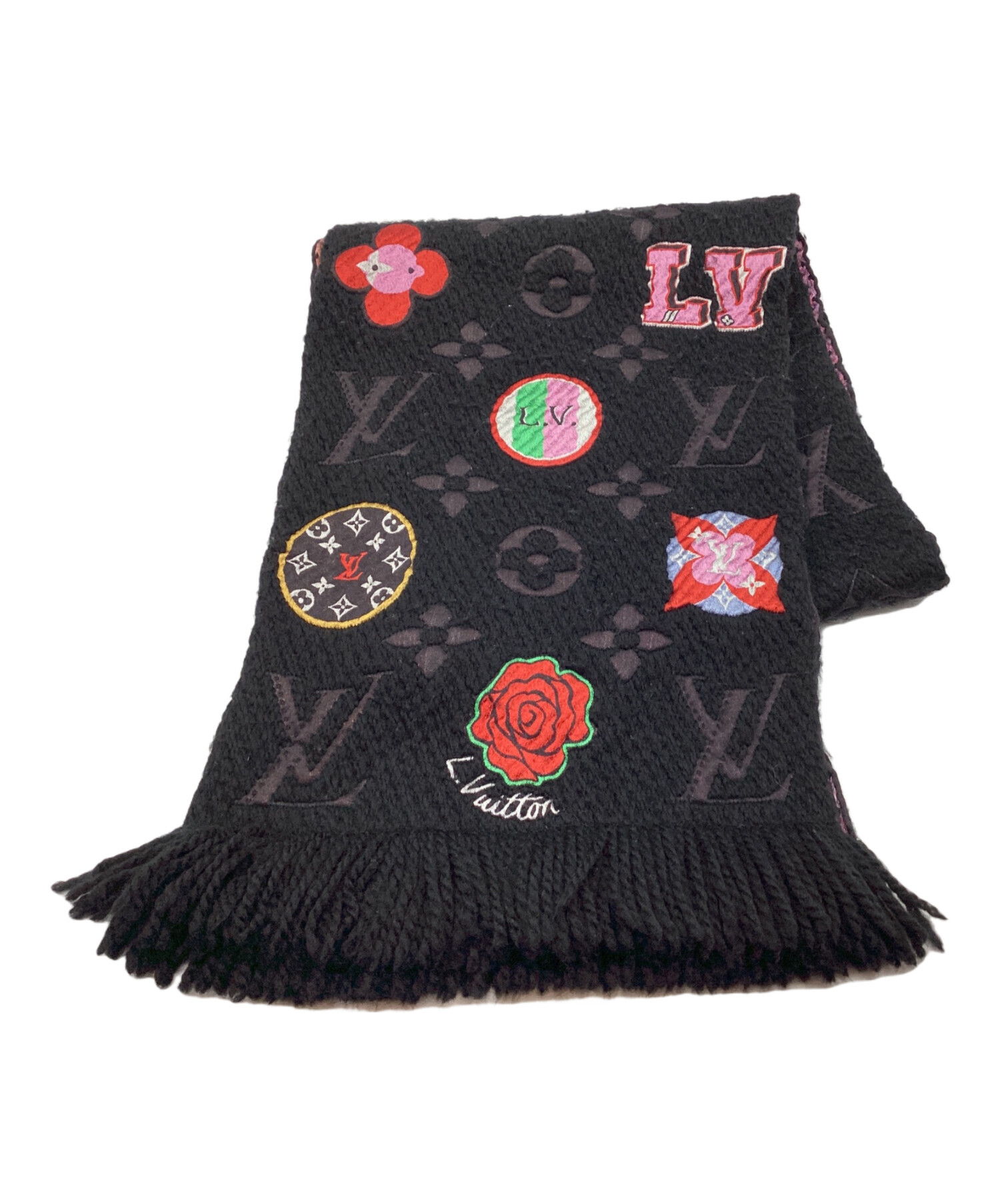 【未使用箱付】LOUIS VITTON ルイ ヴィトン マフラー　ブラック 中古・古着通販】LOUIS VUITTON (ルイ ヴィトン) マフラー ブラック