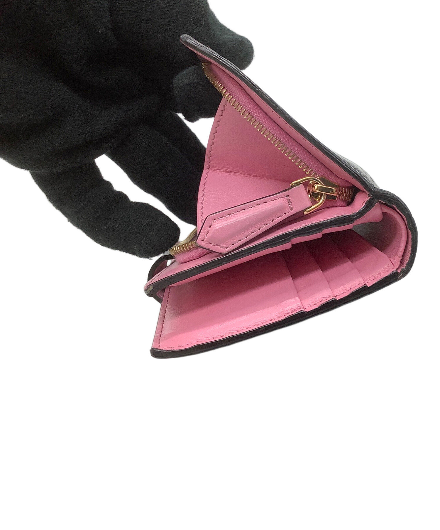 中古・古着通販】FENDI (フェンディ) 2つ折り財布 ブラック×ピンク