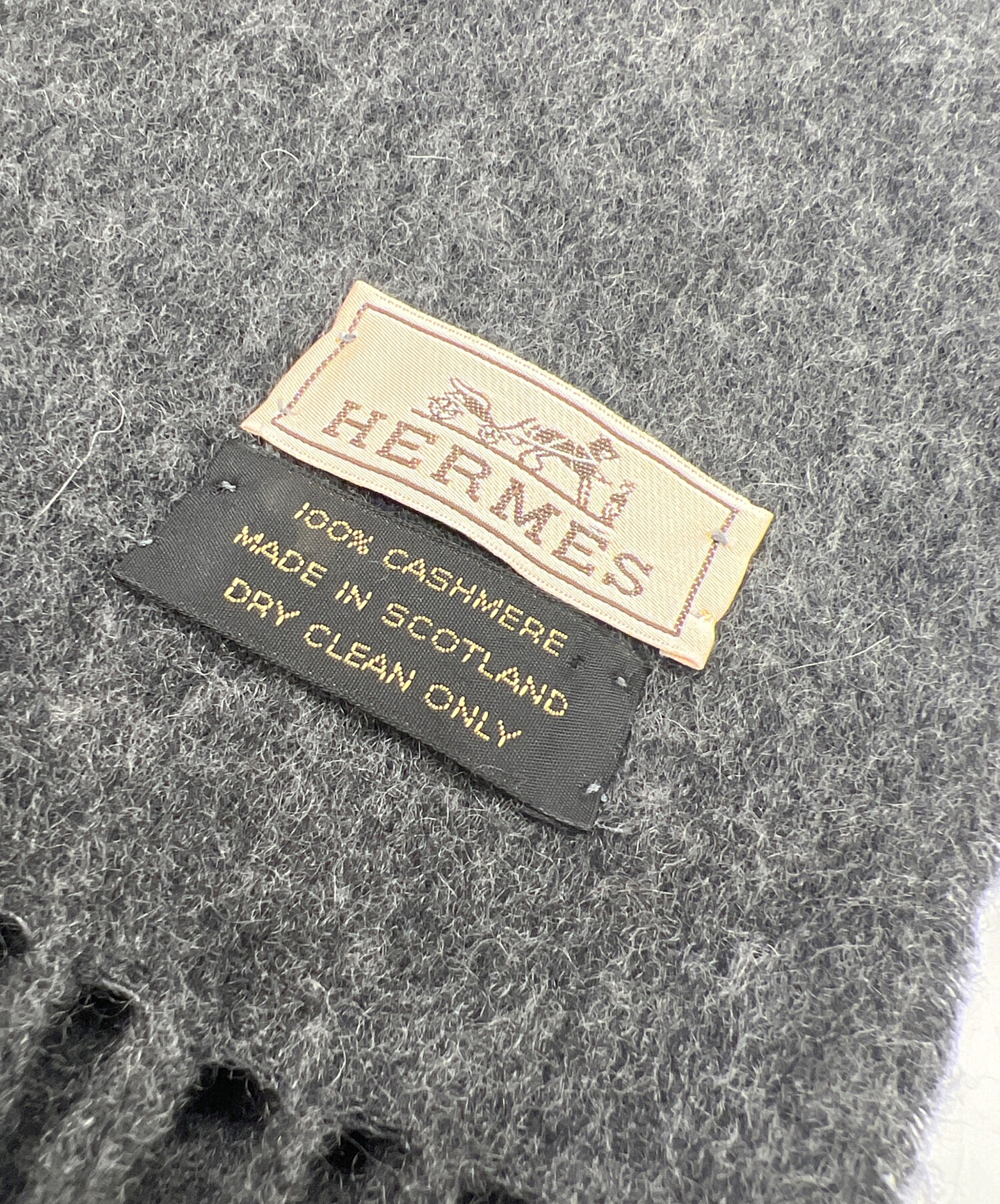 中古・古着通販】HERMES (エルメス) カシミヤマフラー グレー