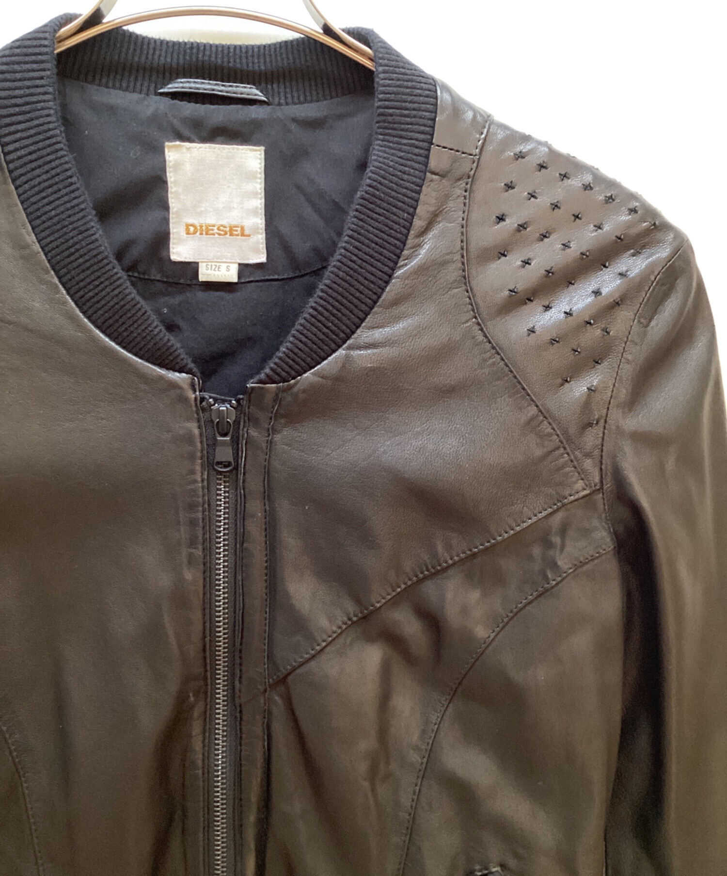 中古・古着通販】DIESEL (ディーゼル) レザージャケット ブラック