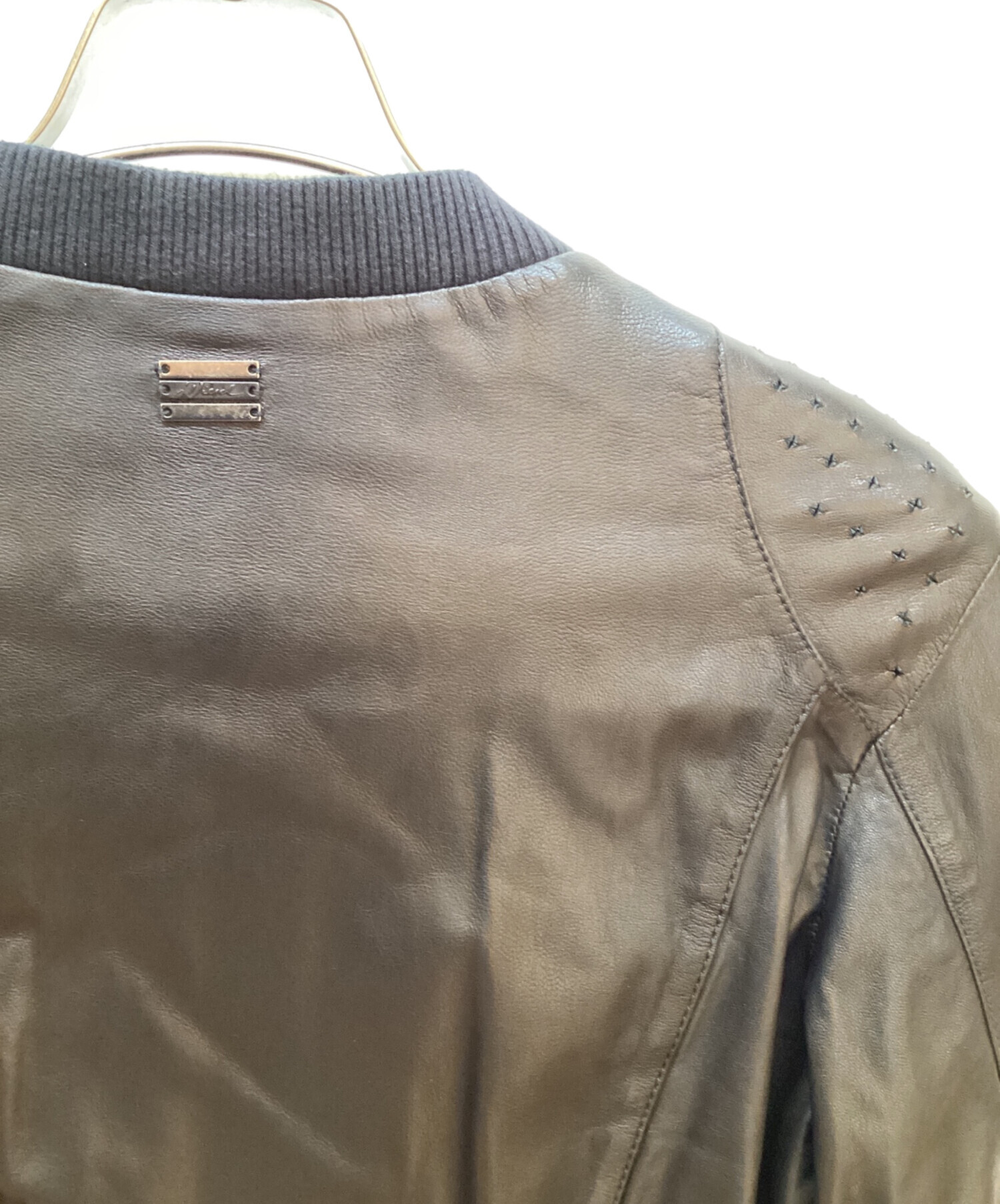DIESEL レザー ジャケット Sサイズ DIESEL (ディーゼル) レザー ロゴ フルジップ ライダースジャケット