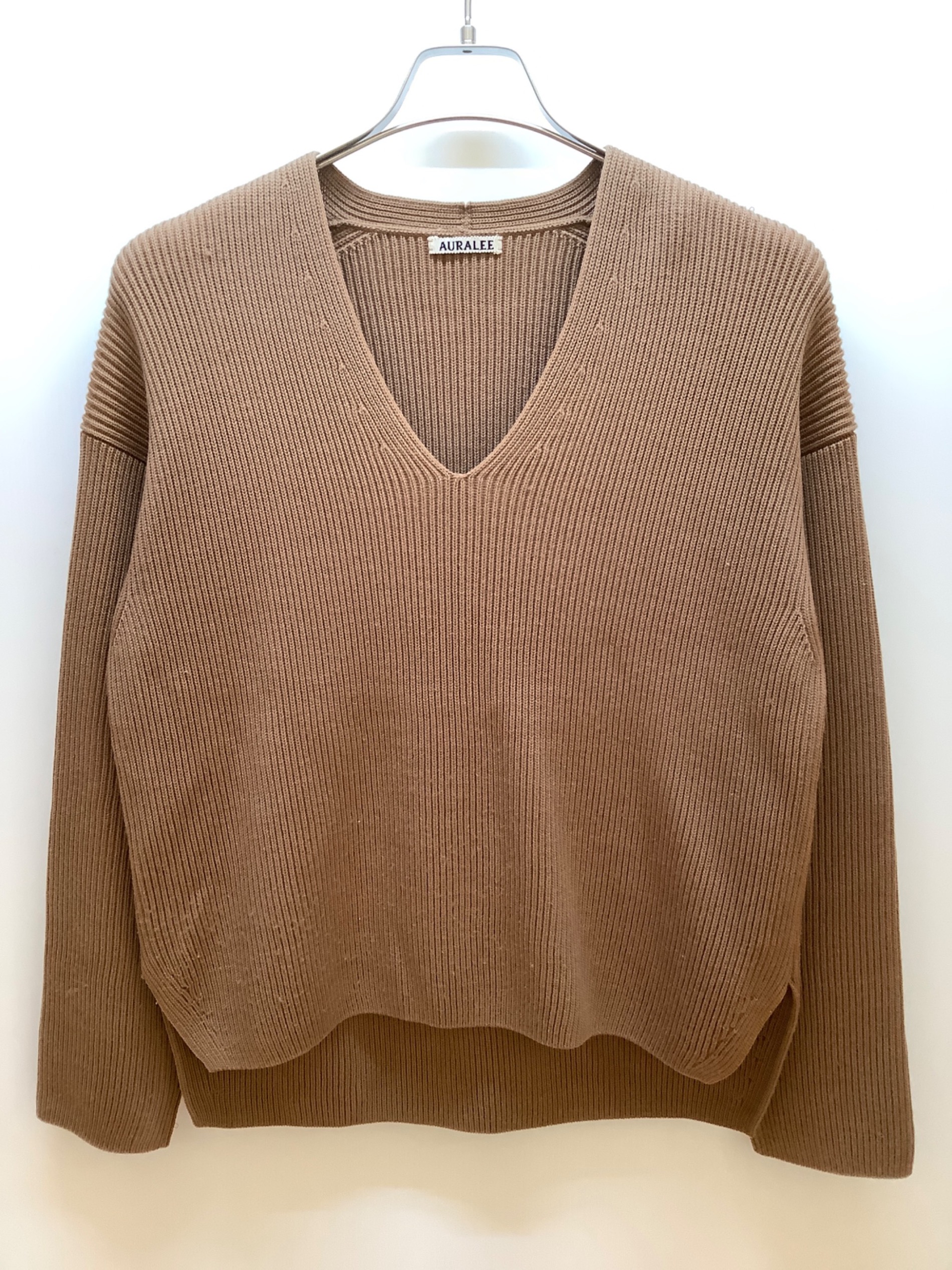 中古・古着通販】AURALEE (オーラリー) Vネックニット ベージュ サイズ