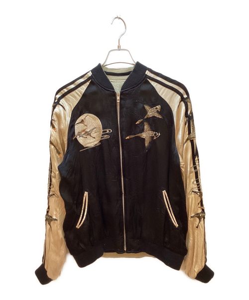 japanese clasic script スカジャン　能面　鶴　花旅楽団 japanese clasic script スカジャン 能面 鶴 花旅楽団