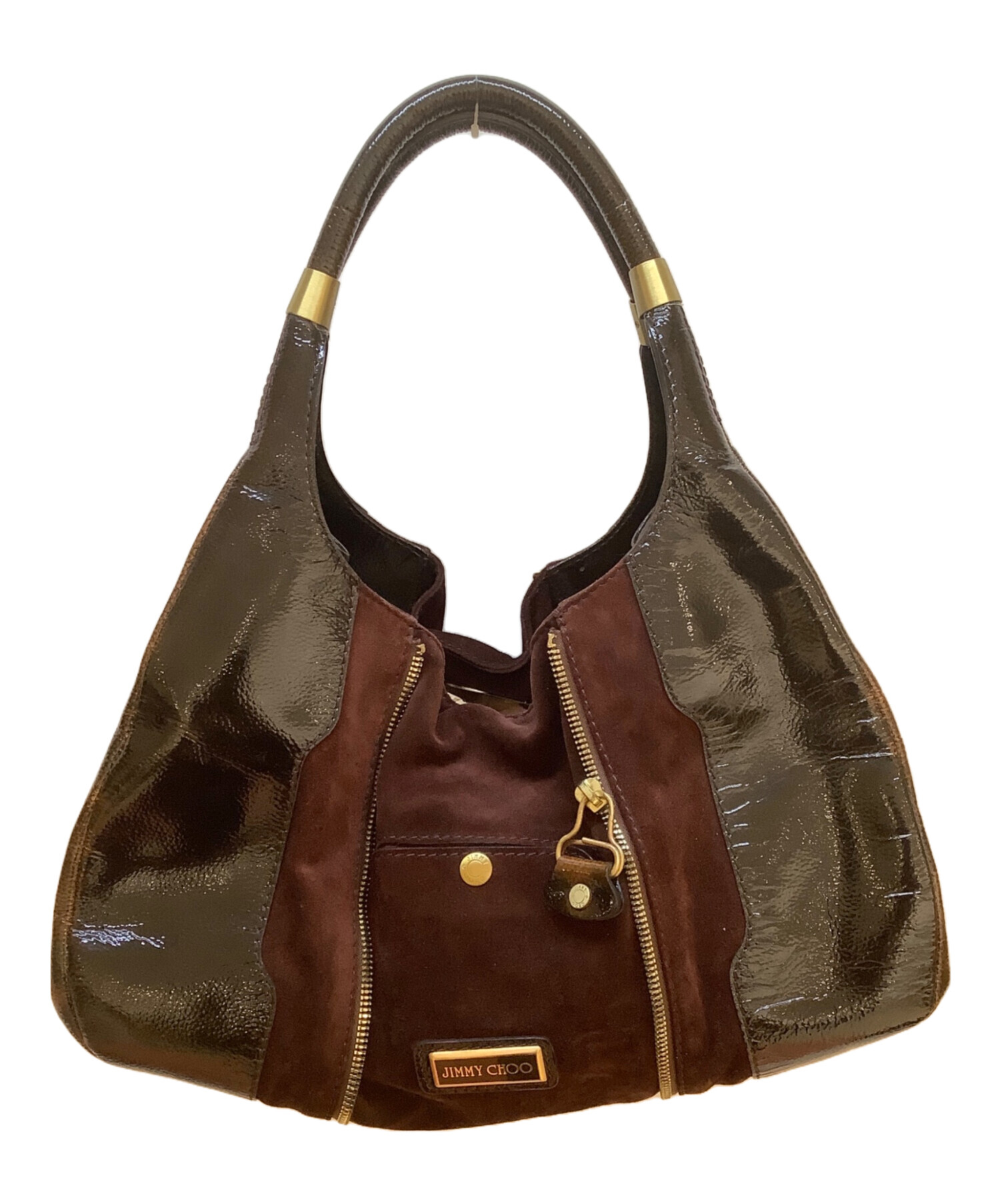 中古・古着通販】JIMMY CHOO (ジミーチュウ) ハンドバッグ ブラウン 