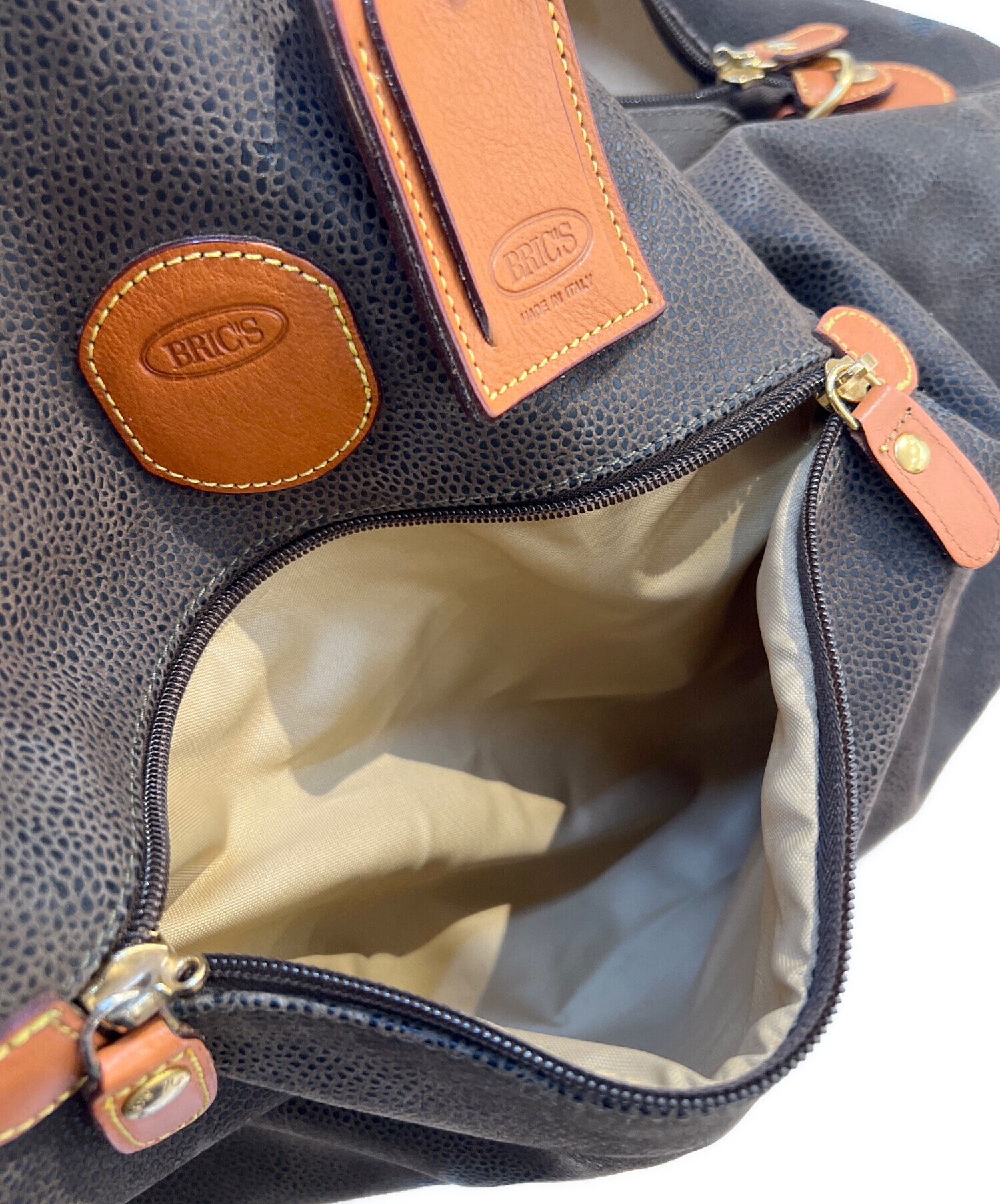 BRIC'S ブリックス ダークブラウン ２WAY ボストンバッグ オールレザー 中古・古着通販】Bric's (ブリックス) ボストンバッグ グレー×ブラウン