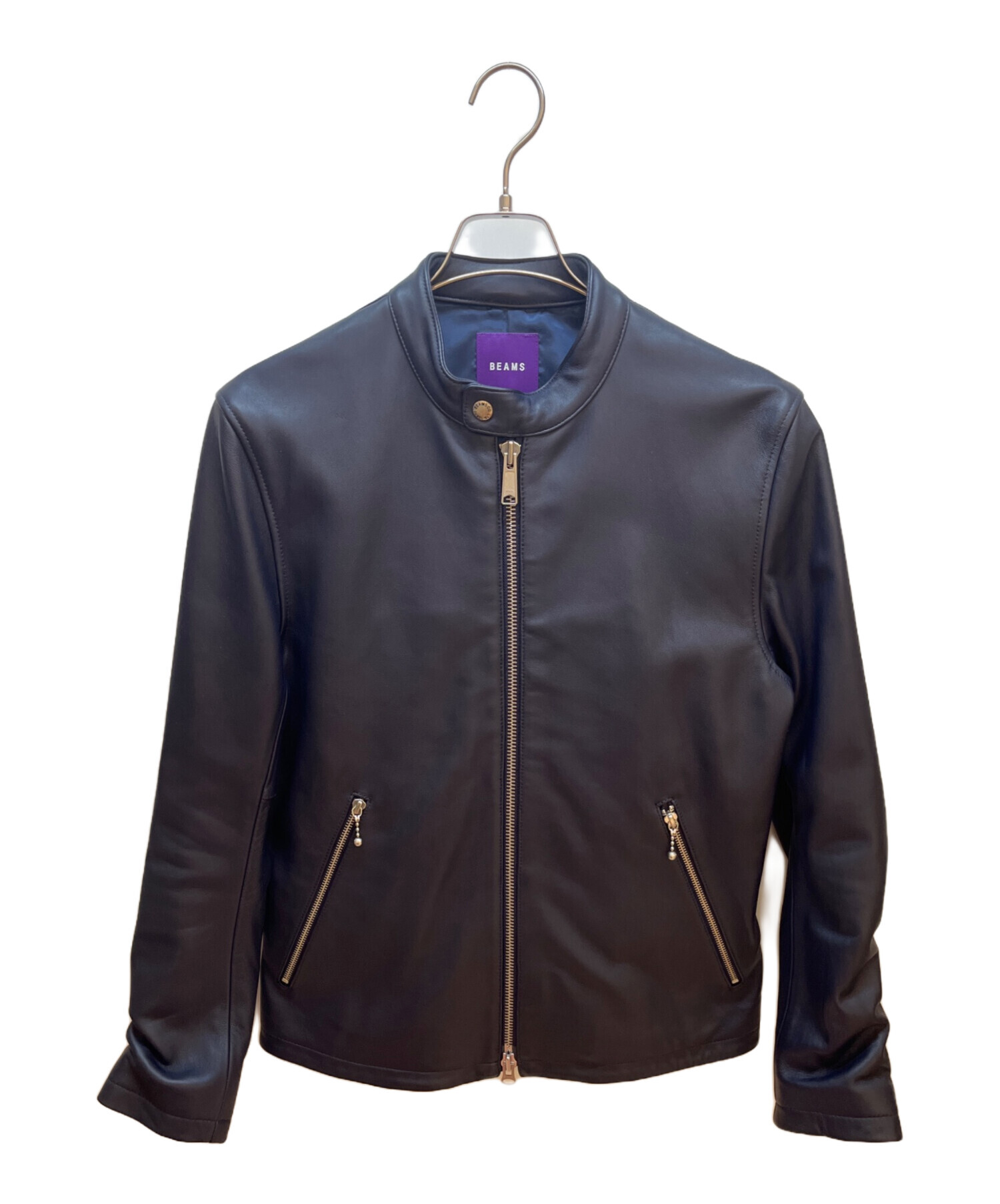 中古・古着通販】BEAMS (ビームス) ラムレザージャケット ネイビー 