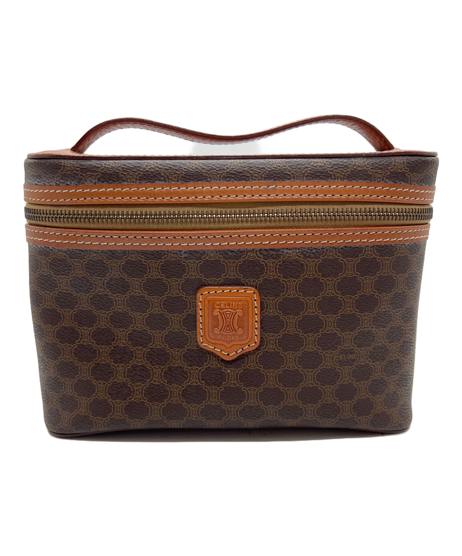 CELIENダークブラウン バニティー型 バッグ 中古・古着通販】CELINE (セリーヌ) バニティバッグ ブラウン
