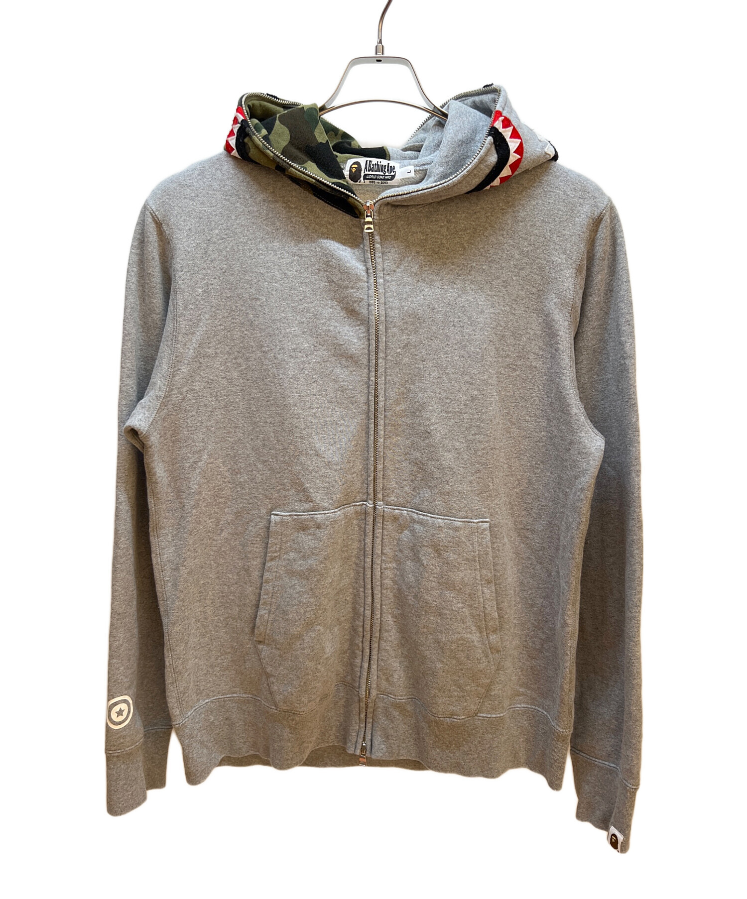 中古　アベイシングエイプ　シャークパーカー　グレー 中古・古着通販】A BATHING APE (ア ベイシング エイプ) フルジップ