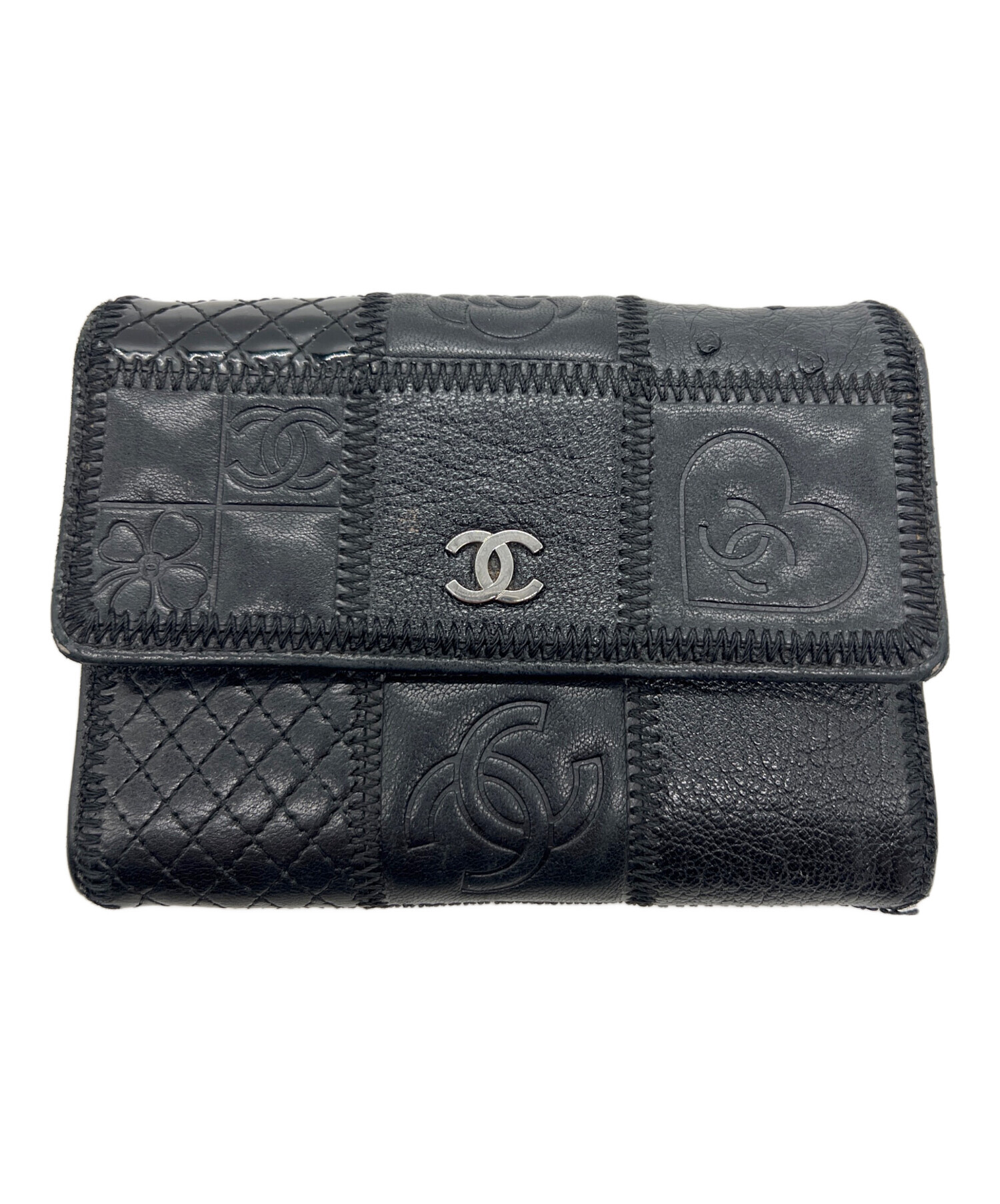 専用＊CHANEL シャネル アイコンパッチワーク 二つ折り財布 中古・古着通販】CHANEL (シャネル) パッチワークフラップウォレット
