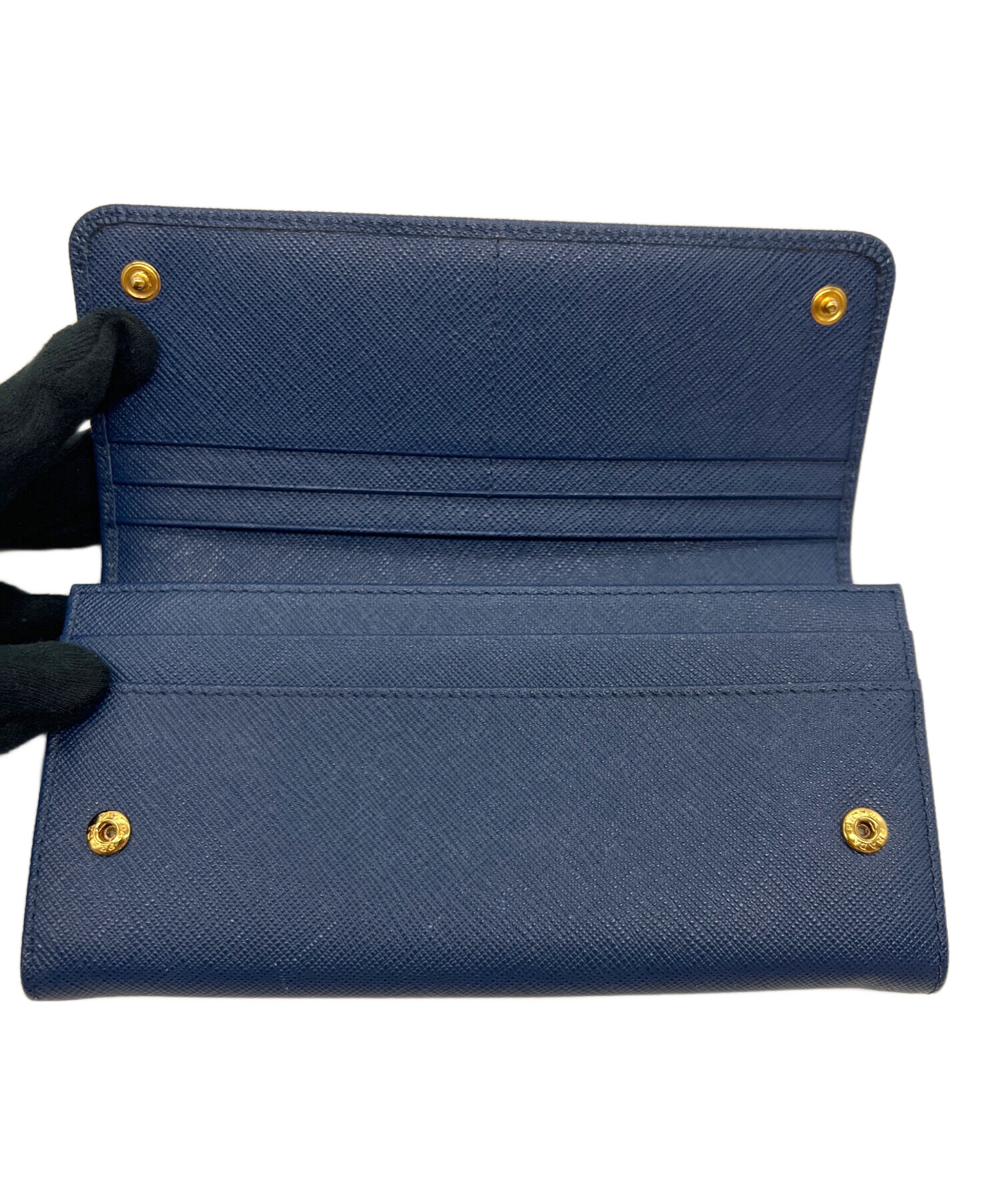 中古・古着通販】PRADA (プラダ) 長財布/サフィアーノ ネイビー 