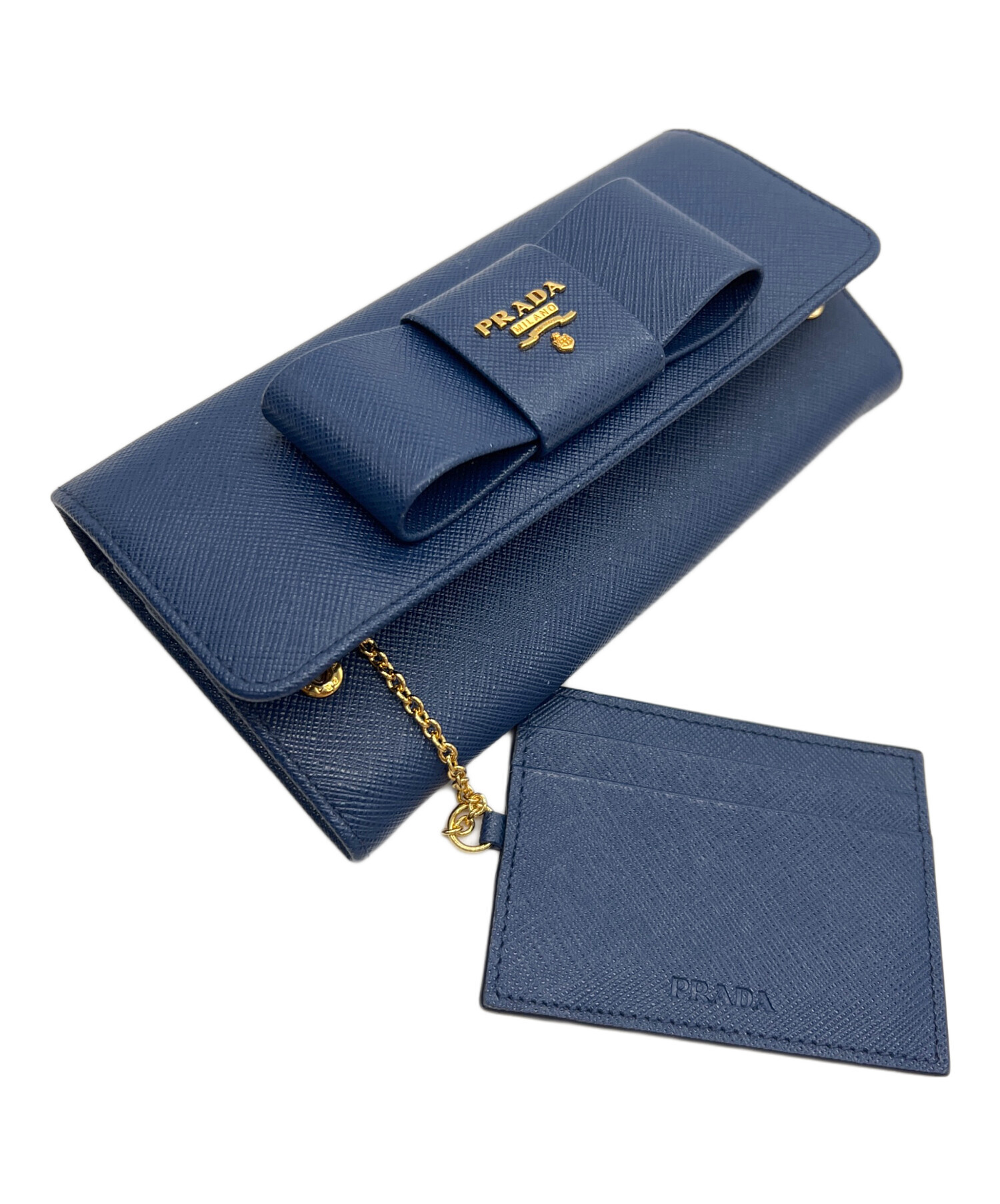 中古・古着通販】PRADA (プラダ) 長財布/サフィアーノ ネイビー 